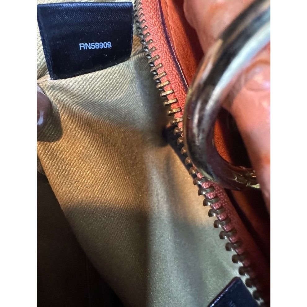 Vintage Antonio Melani Blair Faux Ostrich Leather Orange Shoulder Size ONE SIZE - 8 Thumbnail