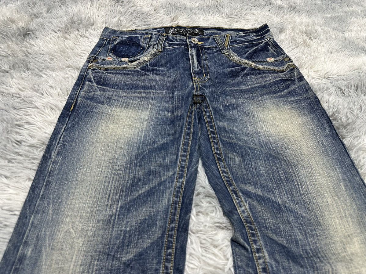Japanese Brand 🔥Sick Y2K Red Pepper Jeans Flared Denim Distressed Size US 34 / EU 50 - 2 Thumbnail