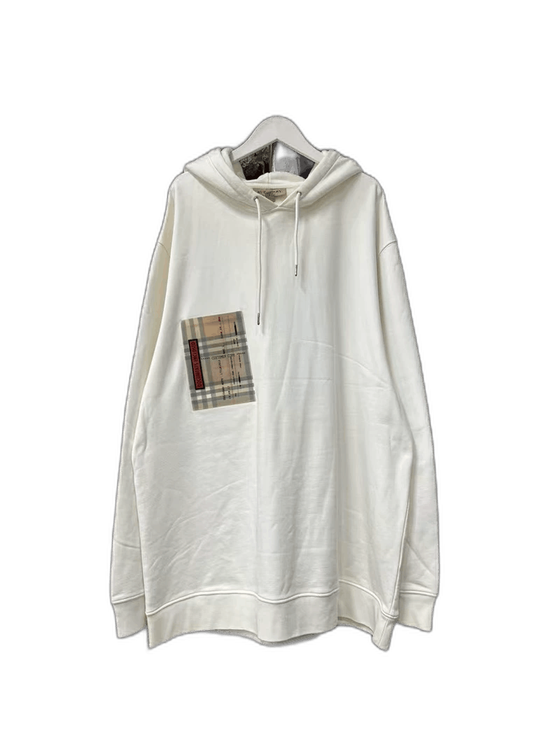 Burberry Burberry White Hoodie with Logo Patch Size US XL / EU 56 / 4 - 1 Thumbnail