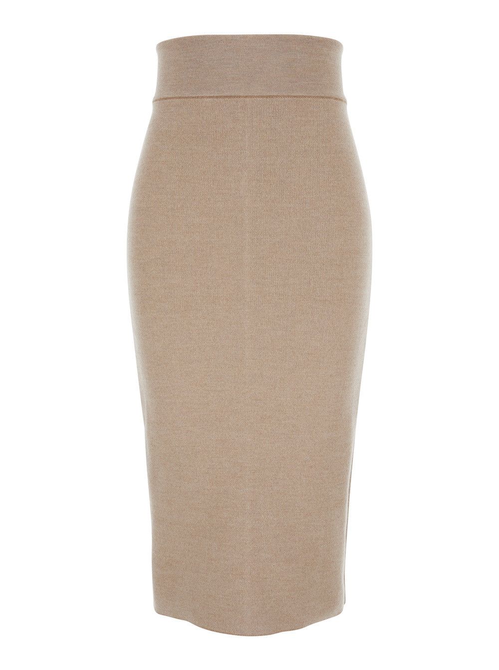 Beige Skirt with Pencil Desgin in Wool Woman