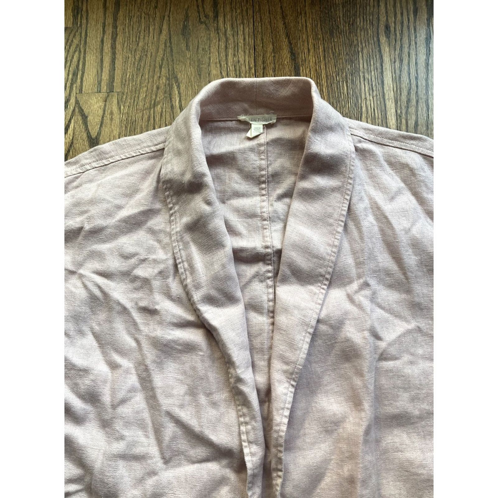 Eileen Fisher Eileen Fisher Womens Cardigan Blazer Pink Open Front Career 100% Linen XS Size XL / US 12-14 / IT 48-50 - 4 Thumbnail