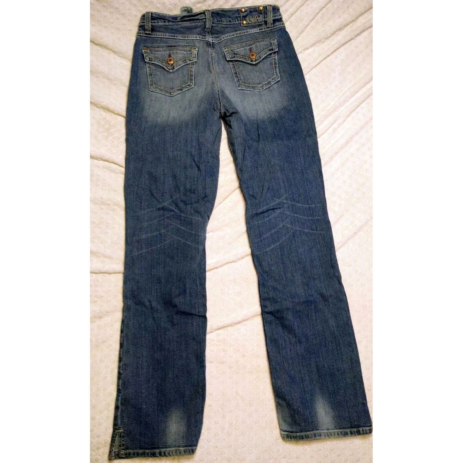 Vintage Cruel Girl Georgia Relaxed Boot Jeans Womens 11L 32x34 Low Rise Blue Denim 5-Pocket Stretch Bootcut Western Southwestern Mens Womens Girls Size 32" / US 10 / IT 46 - 6 Thumbnail