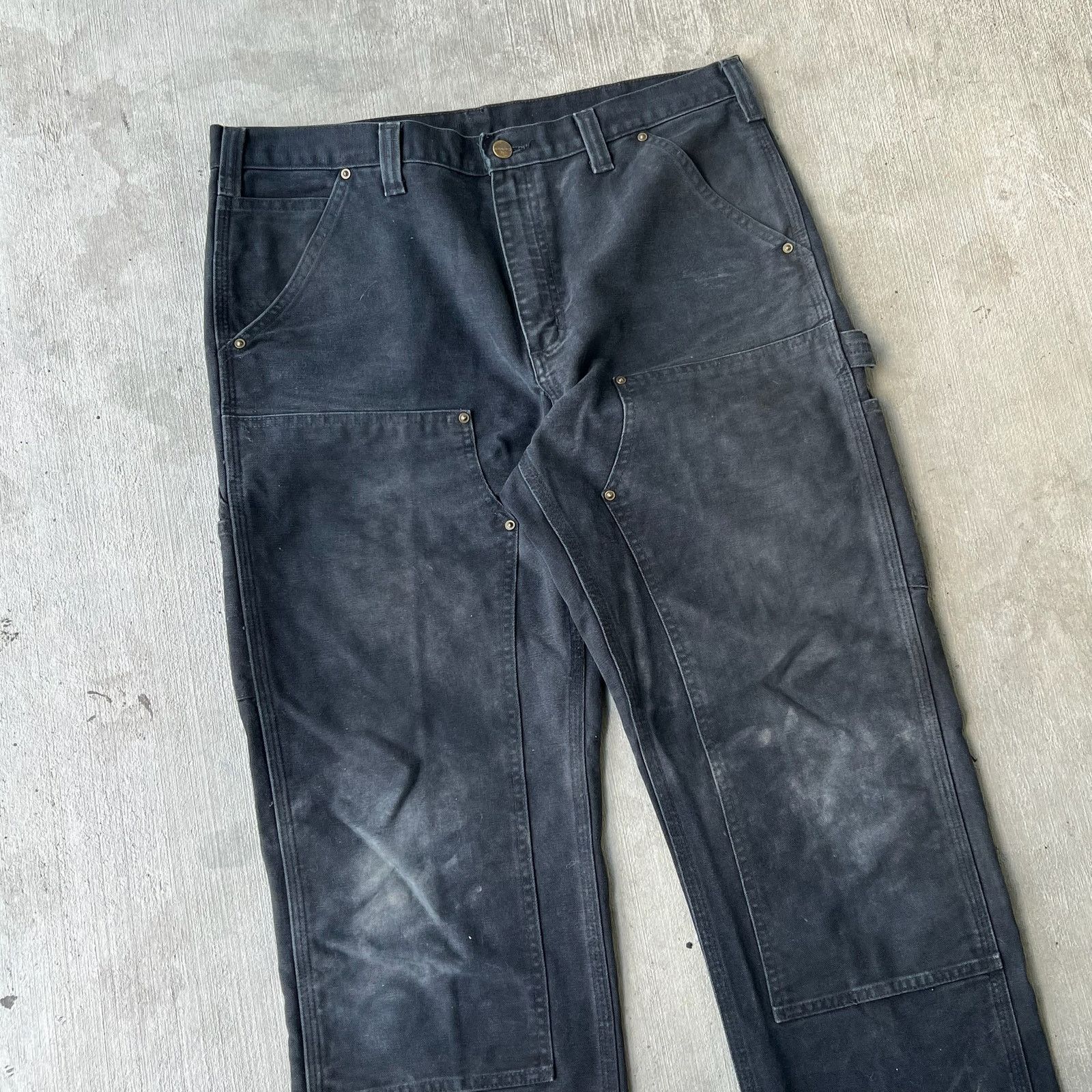 Carhartt × Vintage Carhartt black faded double knee work wear carpenter pants Size US 37 - 2 Thumbnail
