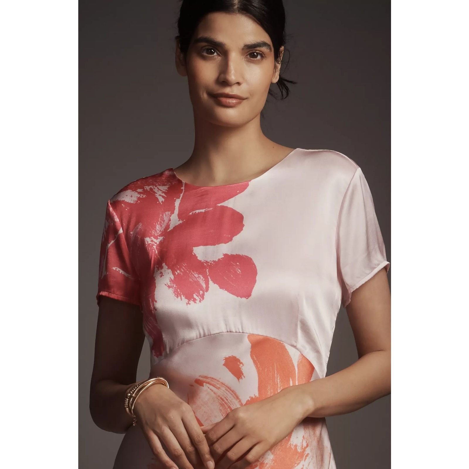 Anthropologie New Short-Sleeve Maxi Slip Dress $168 Small Pink Floral Boho Size S / US 4 / IT 40 - 2 Thumbnail