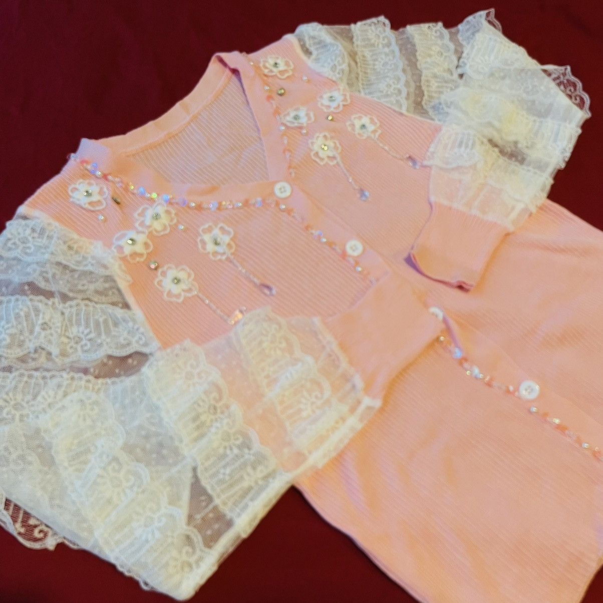 Japanese Brand × Seditionaries Japanese Y2K Crystal Lace Sleeve Cardigan Size M / US 6-8 / IT 42-44 - 3 Thumbnail