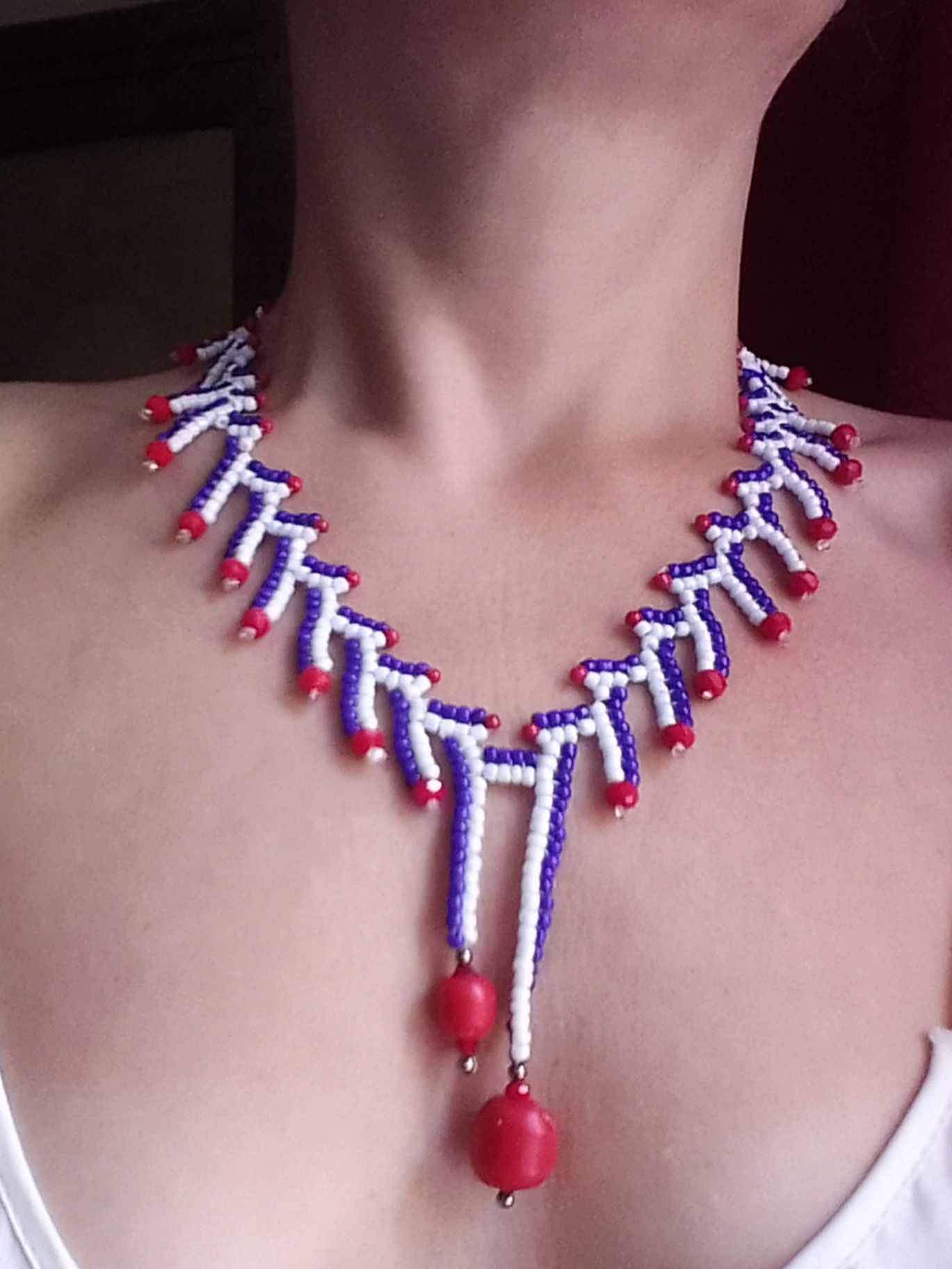 Handmade Ethnic necklace with red Bamboo coral Size ONE SIZE - 4 Thumbnail