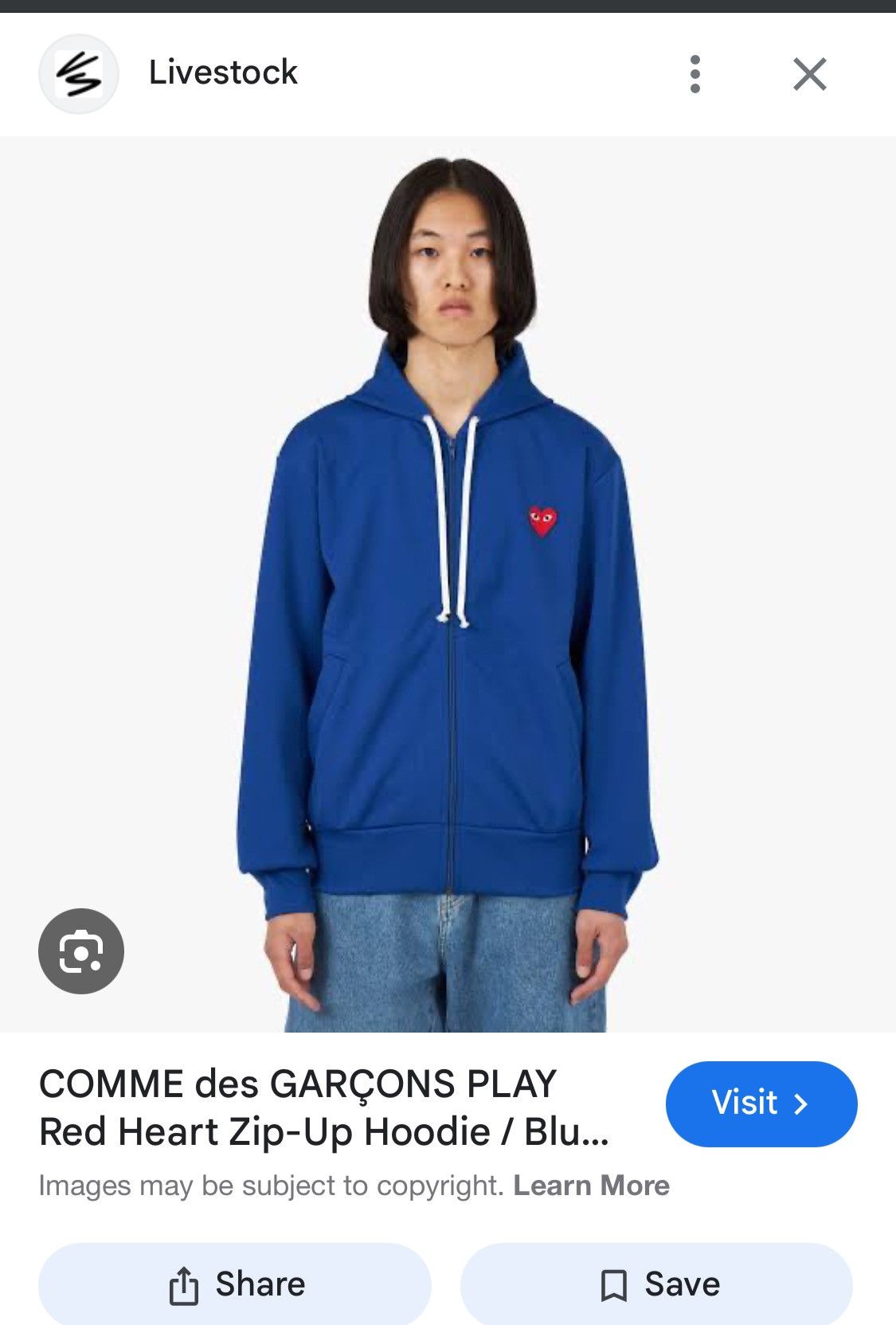 Comme des Garcons Cdg play AD2017 blue zip up hoodie Size US L / EU 52-54 / 3 - 2 Thumbnail