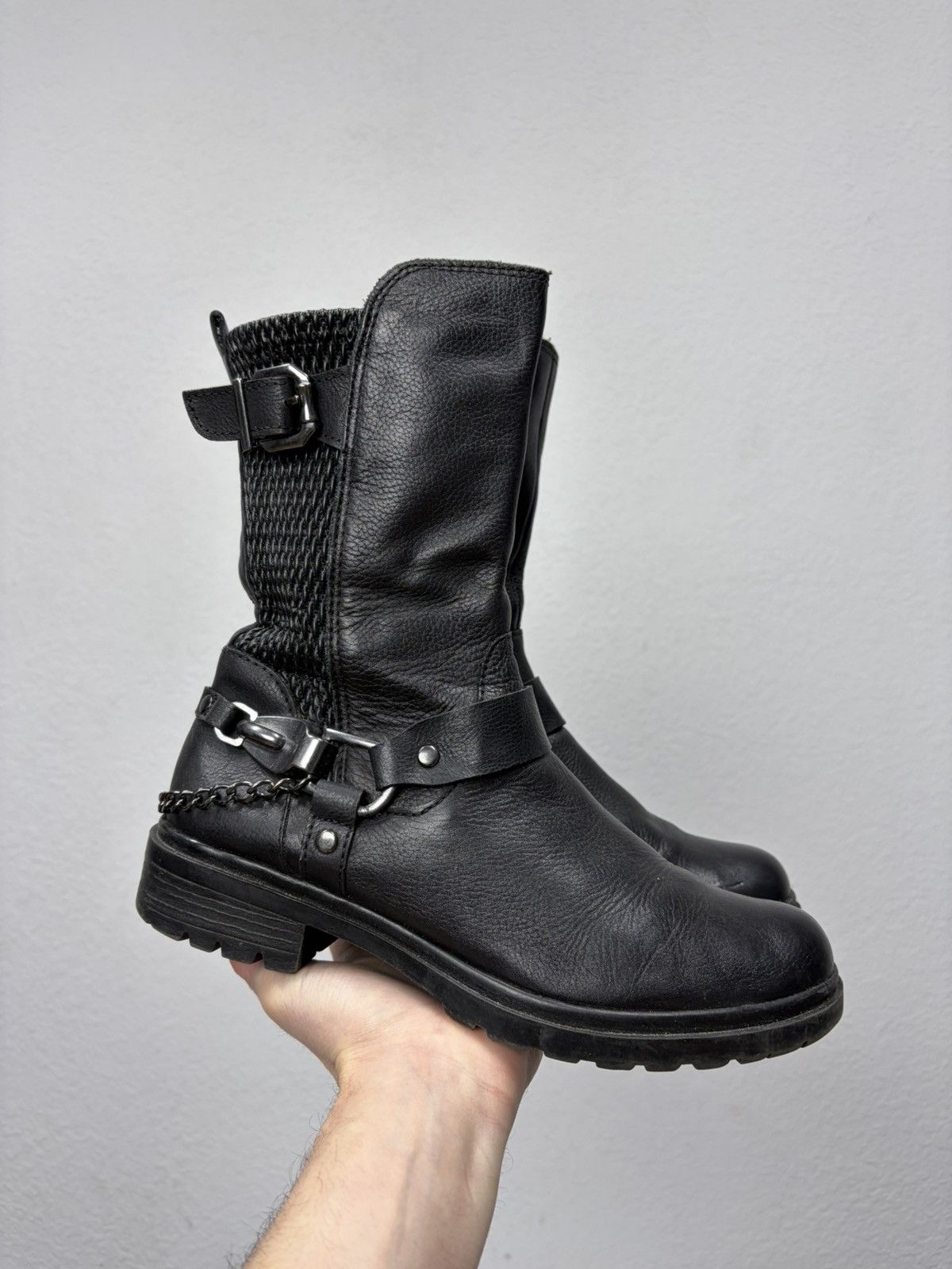 If Six Was Nine AS 98 Vibe Artisan Black Leather Side Zip Ankle Biker Boots Size US 7 / EU 40 - 1 Thumbnail