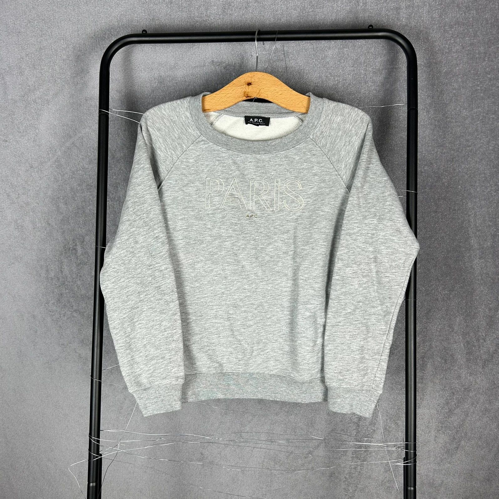 A.P.C. A.P.C grey crewneck big logo haft spellout print Size S / US 4 / IT 40 - 1 Thumbnail