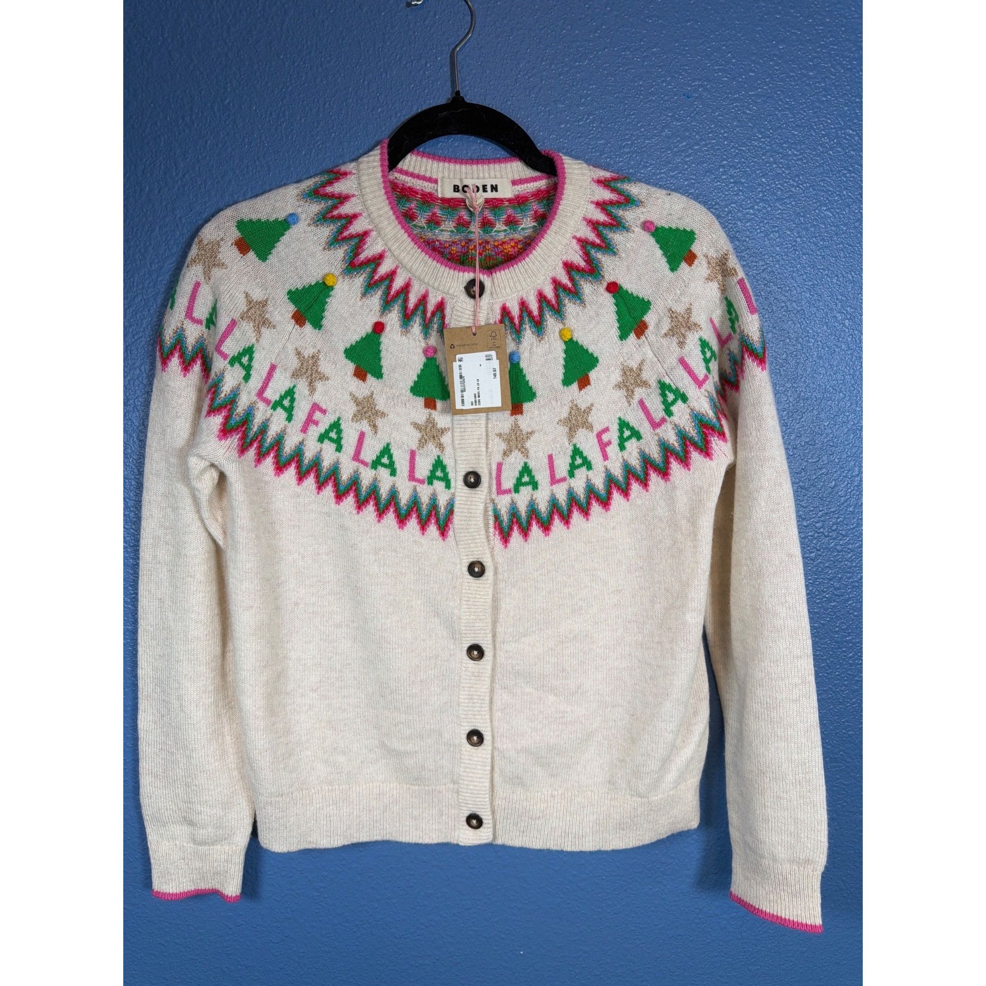 Boden New Boden Edie Fair Isle Alpaca Blend Holiday Cardigan Sweat Size S / US 4 / IT 40 - 2 Thumbnail