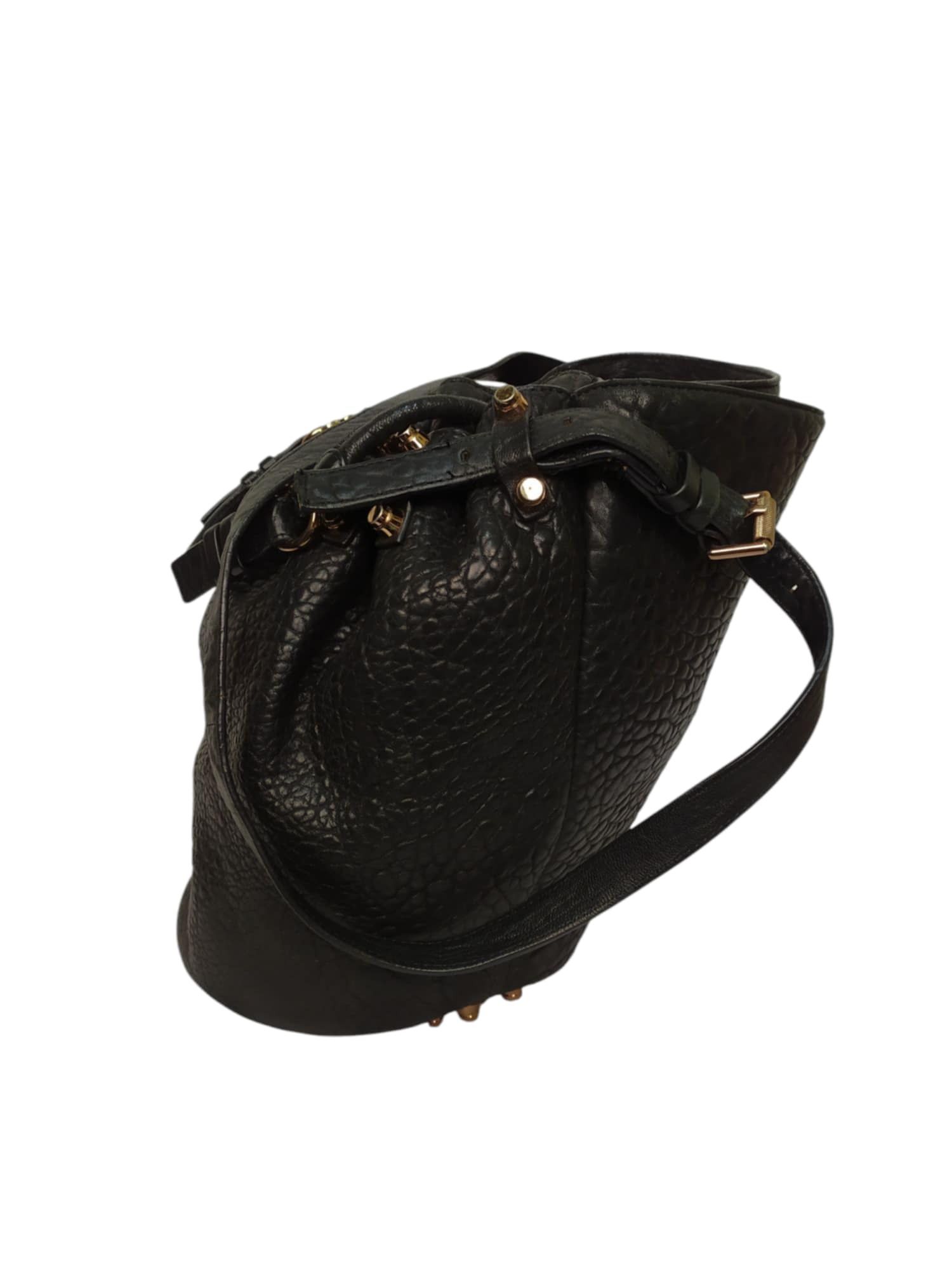 Alexander Wang × Genuine Leather Alexander Wang Diego Black Pebbled Leather Bucket Bag Size ONE SIZE - 2 Thumbnail