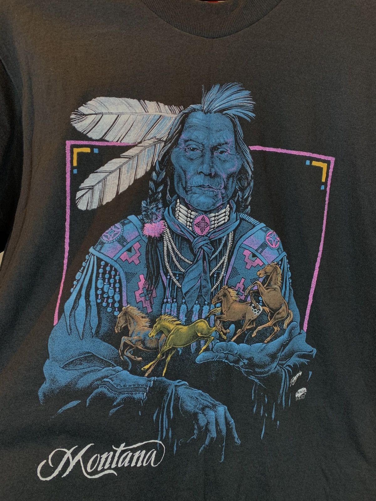 Vintage *RARE* Vintage Montana Native Tribal Art Single Stitch Shirt Size US M / EU 48-50 / 2 - 2 Thumbnail