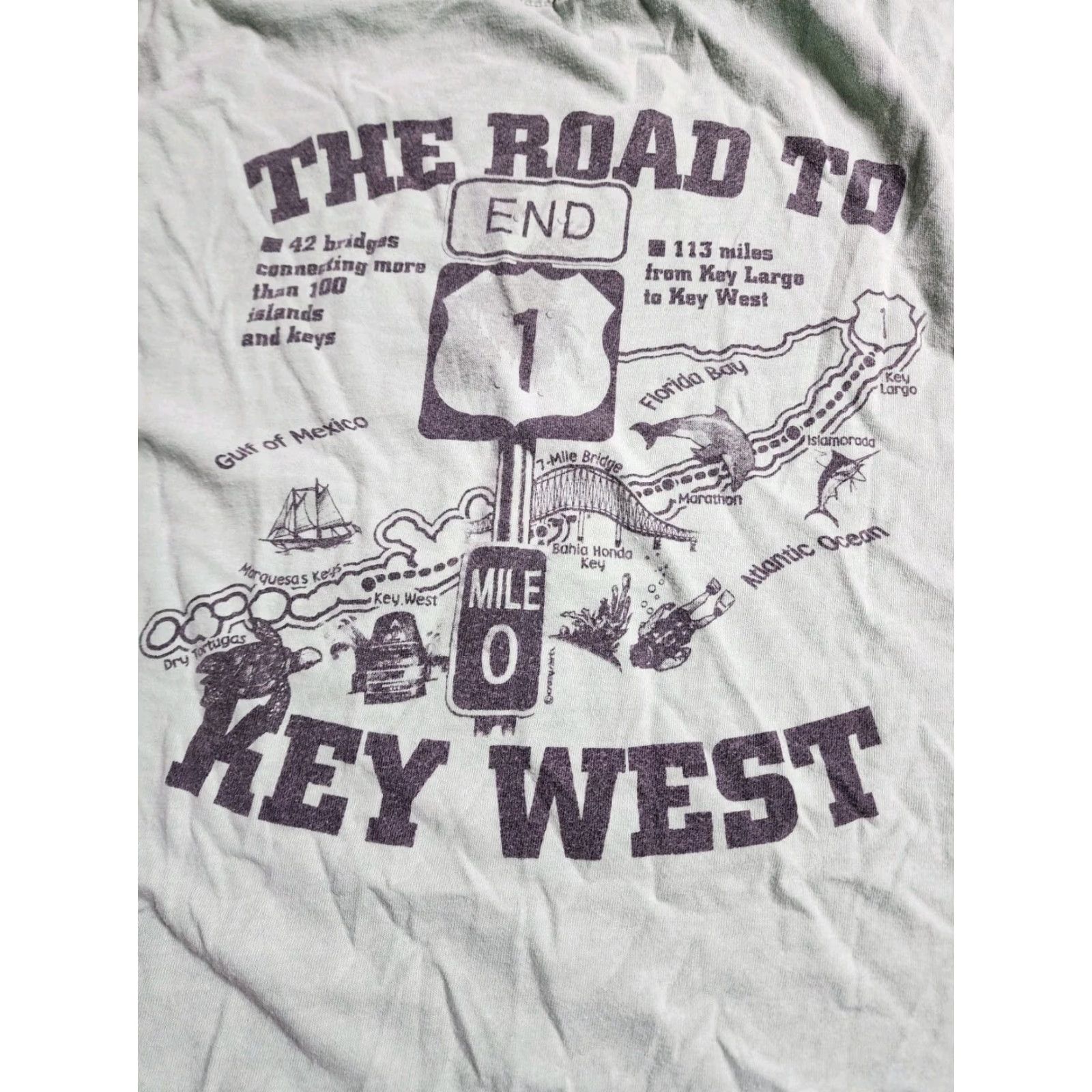 Vintage VINTAGE Crazy Shirts T-Shirt Green 90s Key West Double-Sided Crew Neck Adult S Men Womens Unisex Key West Florida Beach Graphic Print Short Sleeve Size US S / EU 44-46 / 1 - 2 Thumbnail