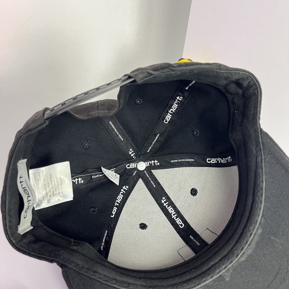 Carhartt × Vintage 🌑Faded🌑 Carhartt 6 Panel Black Leather Logo Cap Size ONE SIZE - 7 Thumbnail