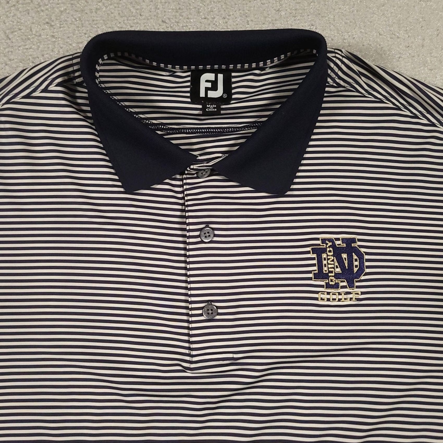 Footjoy FootJoy Polo Shirt Mens XL Striped Navy White Golf Performance Lightweight Size US XL / EU 56 / 4 - 3 Thumbnail