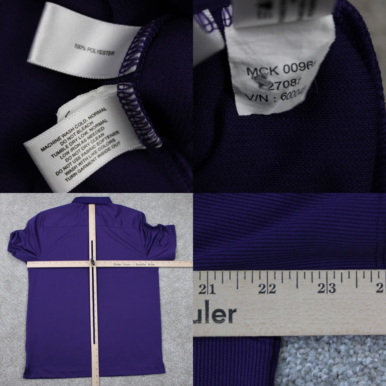 Cutter & Buck Cutter & Buck Polo Shirt Mens Large CB DryTec Purple Short Sleeve Polyester Blend Shirt Size US L / EU 52-54 / 3 - 8 Thumbnail