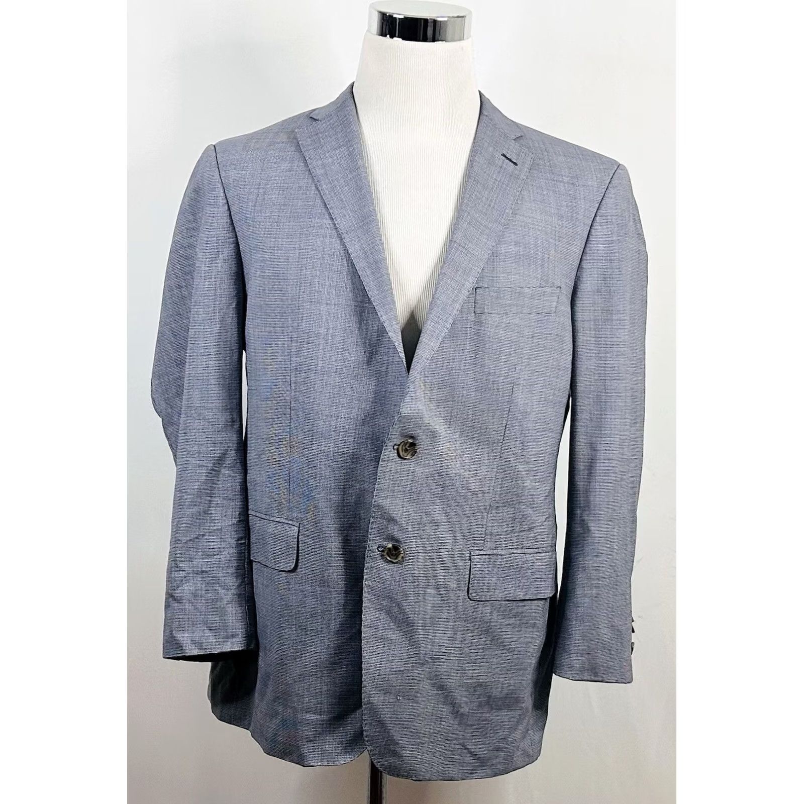 Vintage Indochino Sport Coat 42R Blue Houndstooth Wool Two Button Vented Size US XS / EU 42 / 0 - 2 Thumbnail