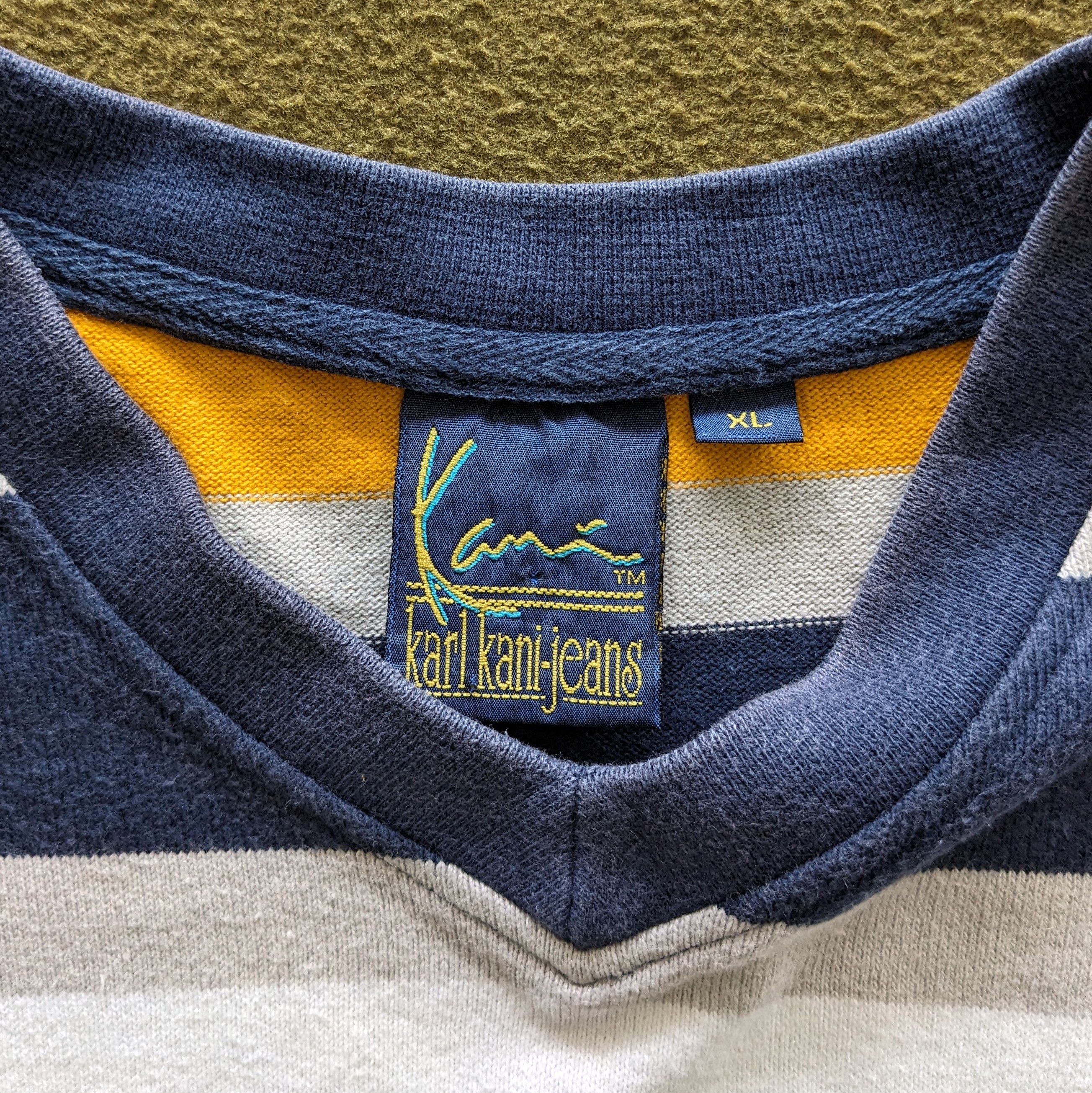 Vintage Vintage KARL KANI Jeans Stripes Style T-shirt Size US XL / EU 56 / 4 - 4 Thumbnail