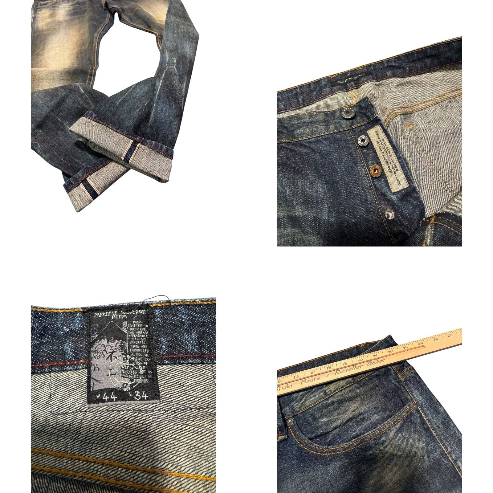 Cult Of Individuality VINTAGE CULT OF INDIVIDUALITY REBEL STRAIGHT JAPANESE SELVEDGE BLUE JEANS MENS 44X34 Size US 44 / EU 60 - 9 Thumbnail