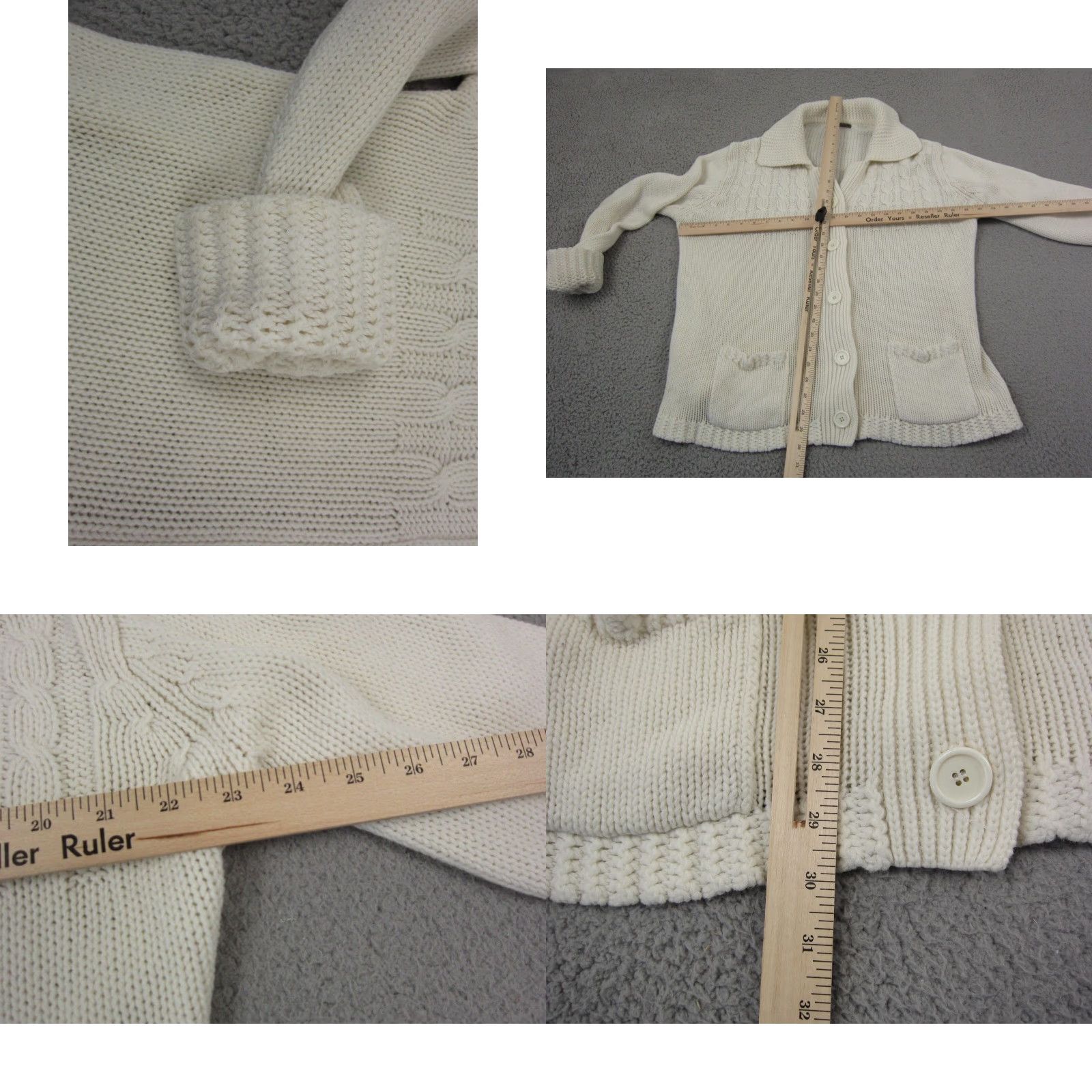Vintage VINTAGE Gianni Berinni Cardigan Womens 46 Creme Big Collar Knit Sweater 70s 80s Size L / US 10 / IT 46 - 8 Thumbnail