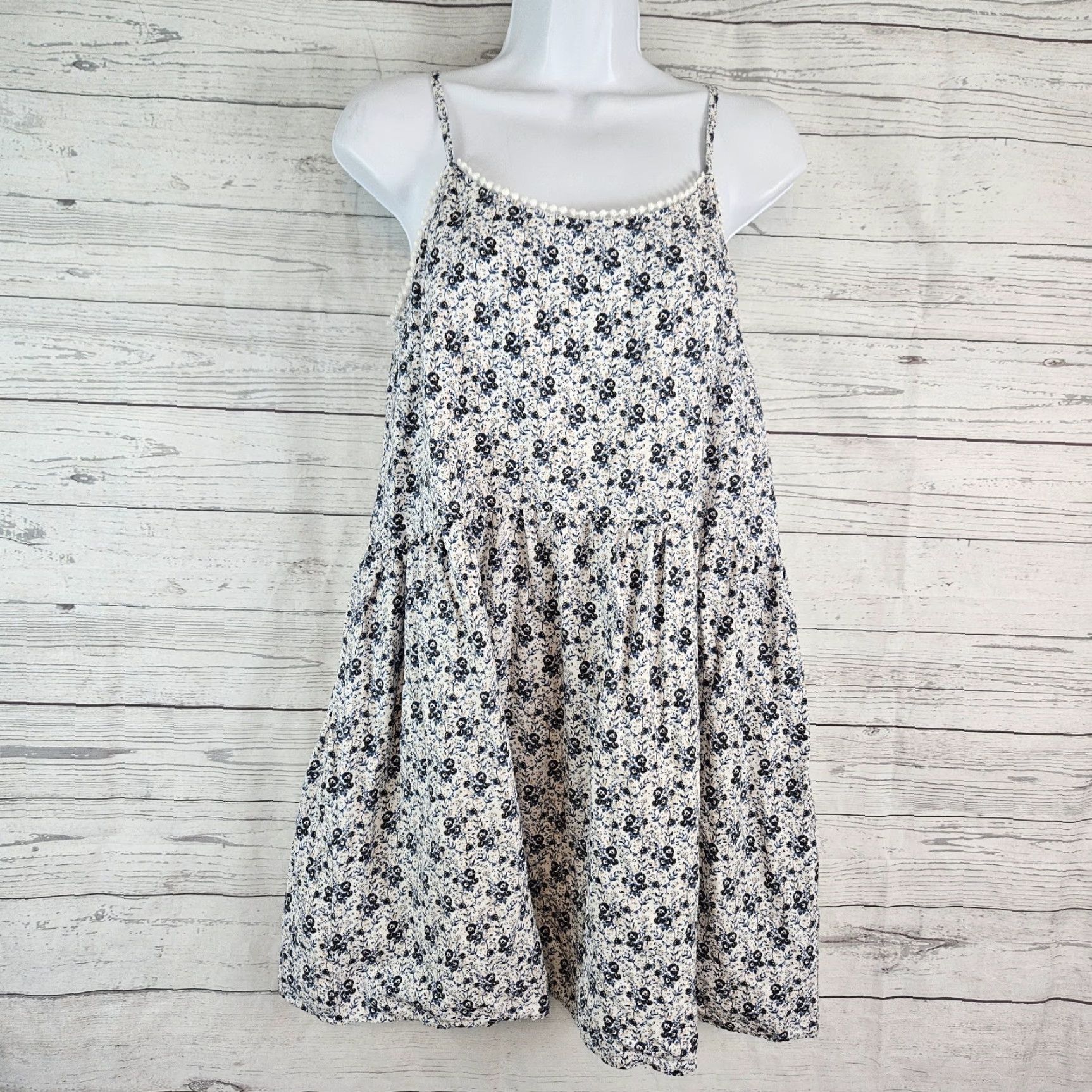 Loft VINTAGE? No. Ann Taylor LOFT Womens Mini Dress Sz Small Blue White Floral Linen Blend Shirt Adult XS? Size S / US 4 / IT 40 - 2 Thumbnail