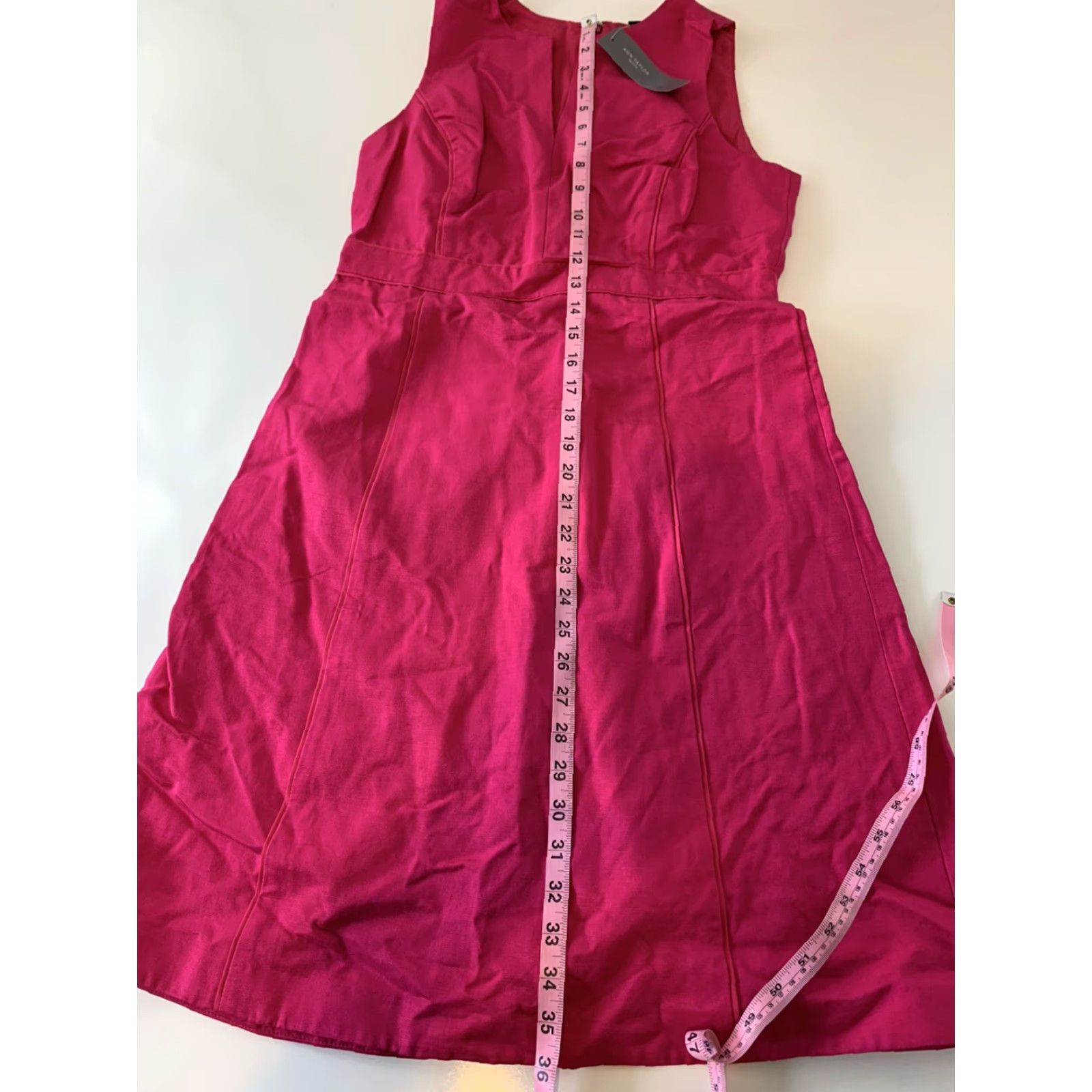 Ann Taylor VINTAGE Ann Taylor Sleeveless Dress - Women's Solid Hot Pink Knee Length 6P Petite Size M / US 6-8 / IT 42-44 - 5 Thumbnail