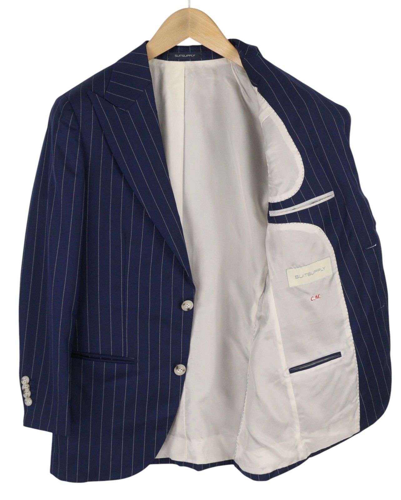Suitsupply LA SPALLA UK34R/UK36L Blue Wool Pinstriped Suit 86361 Size 34R - 5 Thumbnail