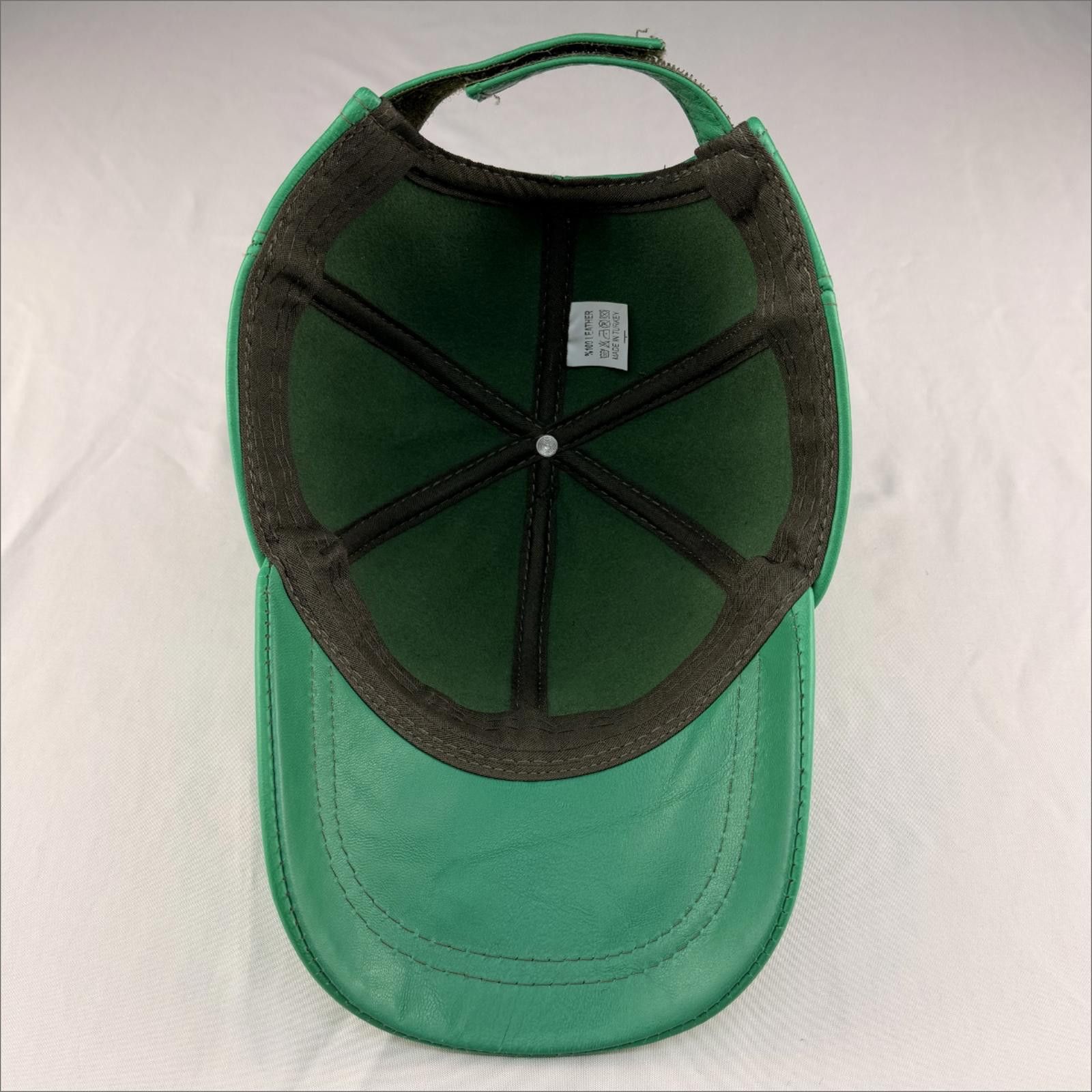Other NEW Green Matt Leather Baseball Cap - Premium Hat 085 Size ONE SIZE - 6 Thumbnail