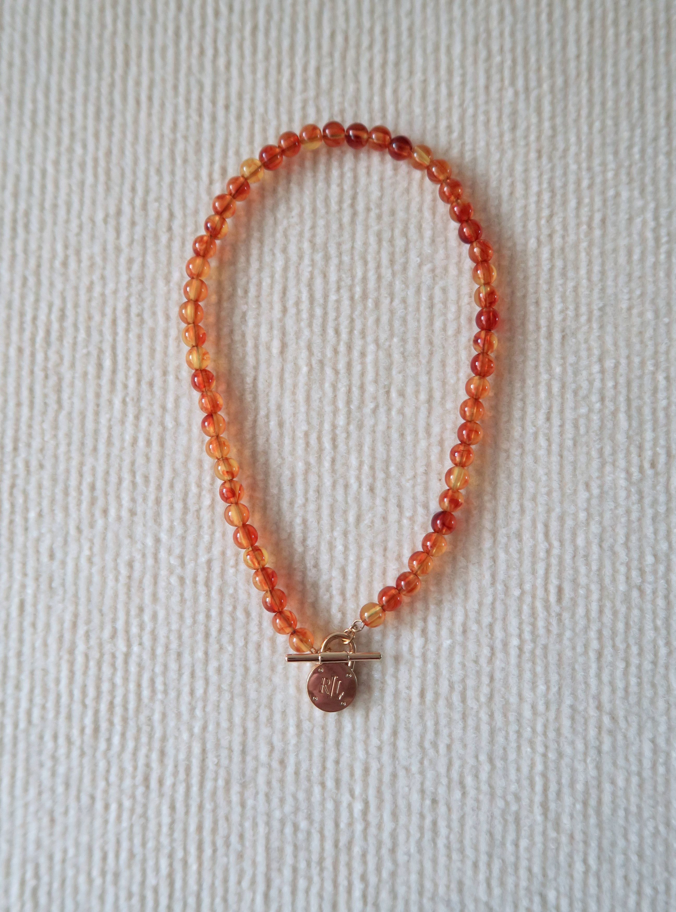 Ralph Lauren Ralph Lauren Unisex RL Polo Charm Brown Beaded Necklace Size ONE SIZE - 9 Thumbnail