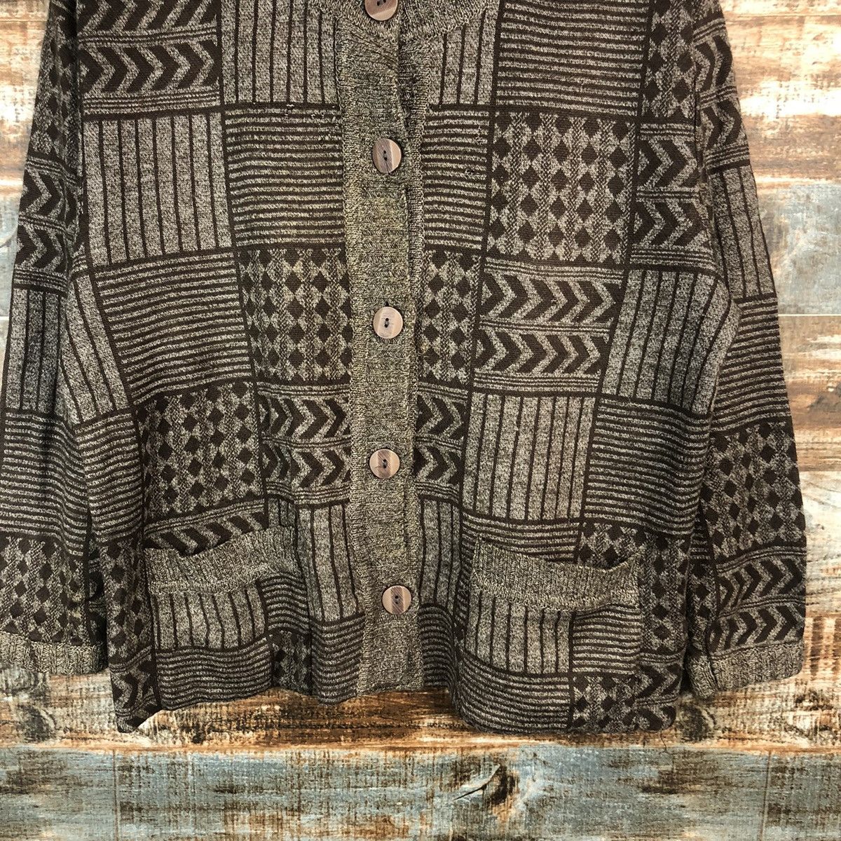 Homespun Knitwear × Japanese Brand Collosse Brown Patterned Cardigans Knitwear #A1877 Size M / US 6-8 / IT 42-44 - 6 Thumbnail