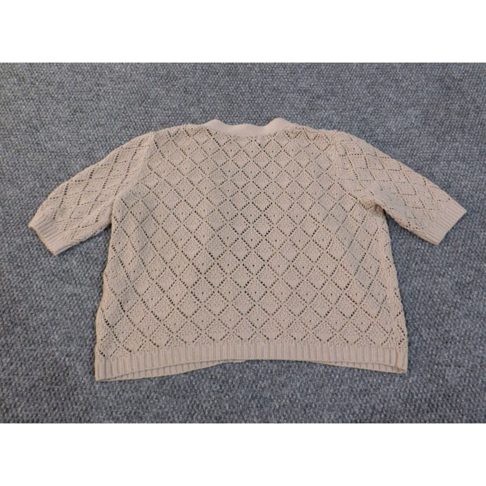 Jones New York Jones New York Sweater Cardigan Women L Beige Cotton Open Knit Logo Size L / US 10 / IT 46 - 7 Thumbnail
