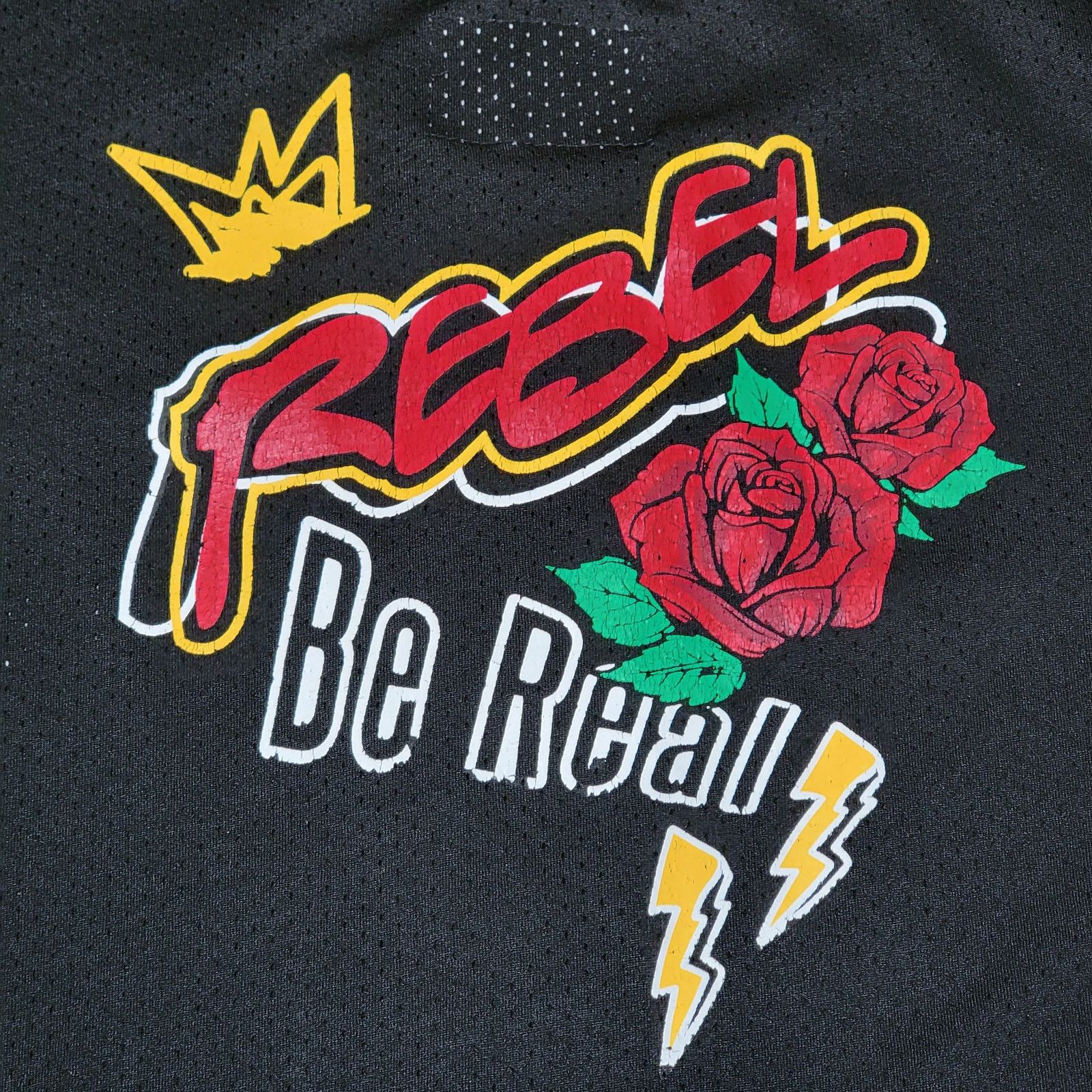 rue21 Rue 21 Unisex Mesh Full Button Top w/ "Rebel" Graffiti - Sm Size S / US 4 / IT 40 - 4 Thumbnail