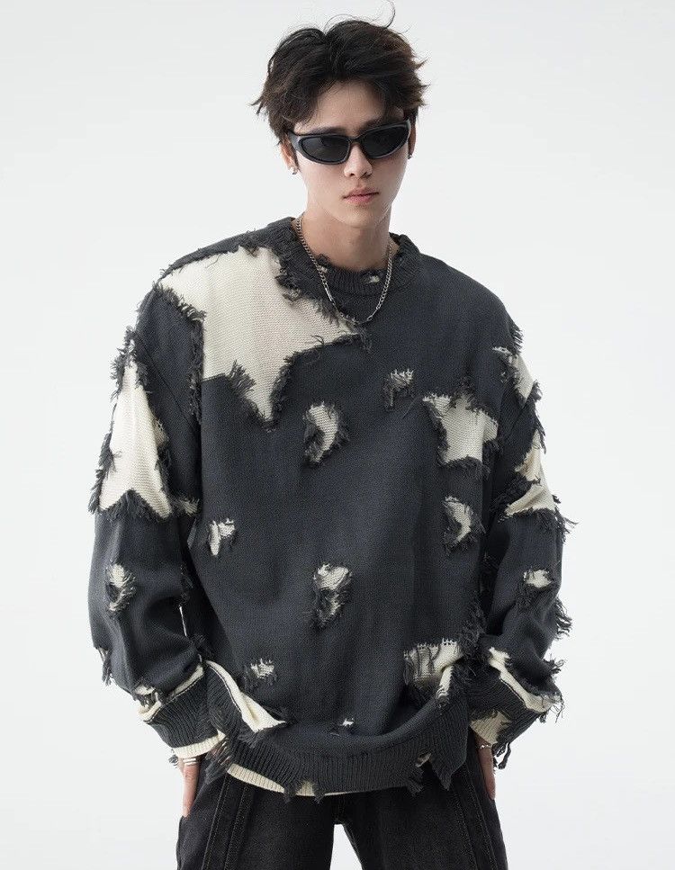 Japanese Brand × Vintage Retro hip hop star distressed oversized sweater knitwear Size US XL / EU 56 / 4 - 2 Thumbnail