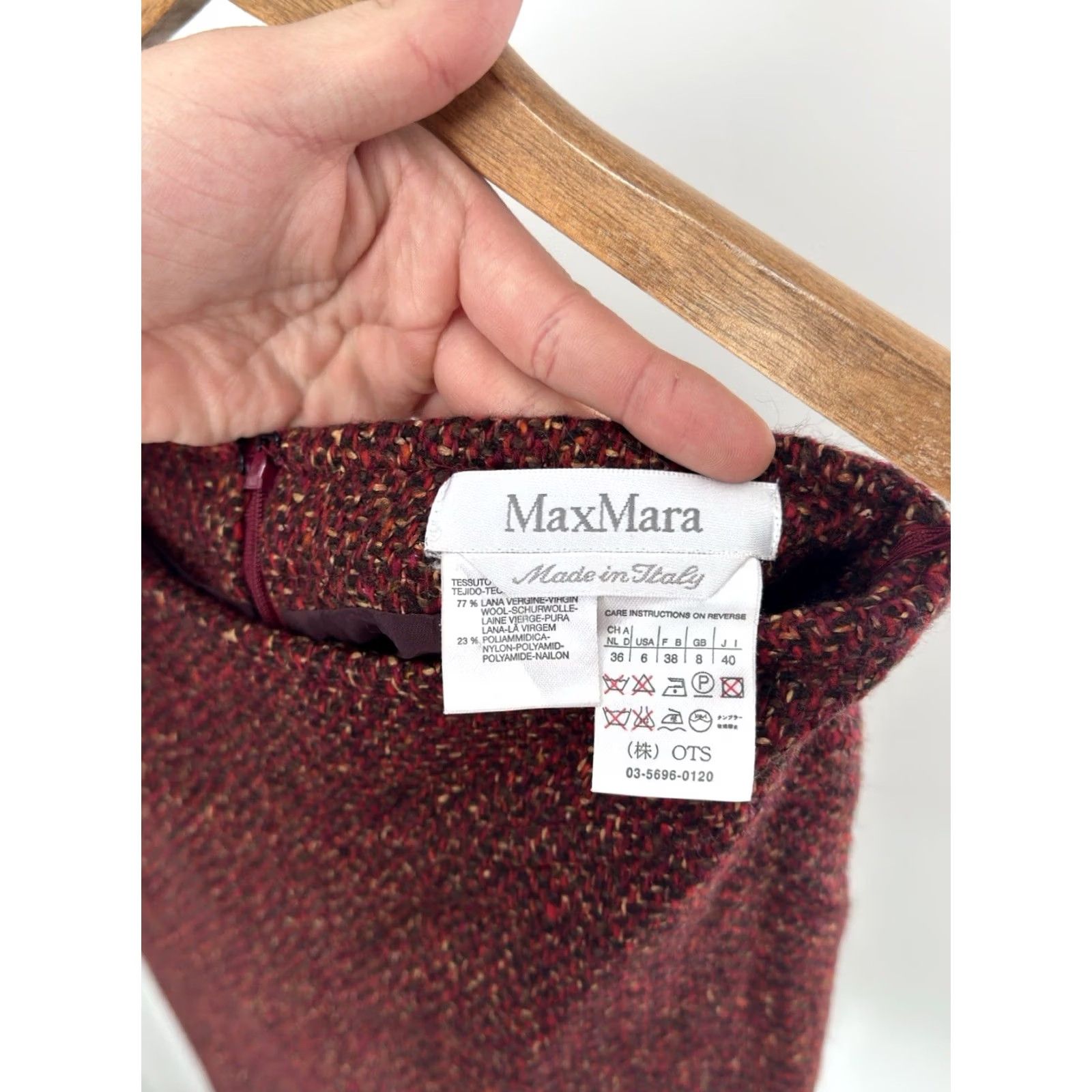 Max Mara Max Mara Wool Knitted Red Skirt S Women Midi Skirt, Cargo Style, 90s Luxary City Preppy Italy Woman Clothes, Wool Size 28" / US 6 / IT 42 - 6 Thumbnail