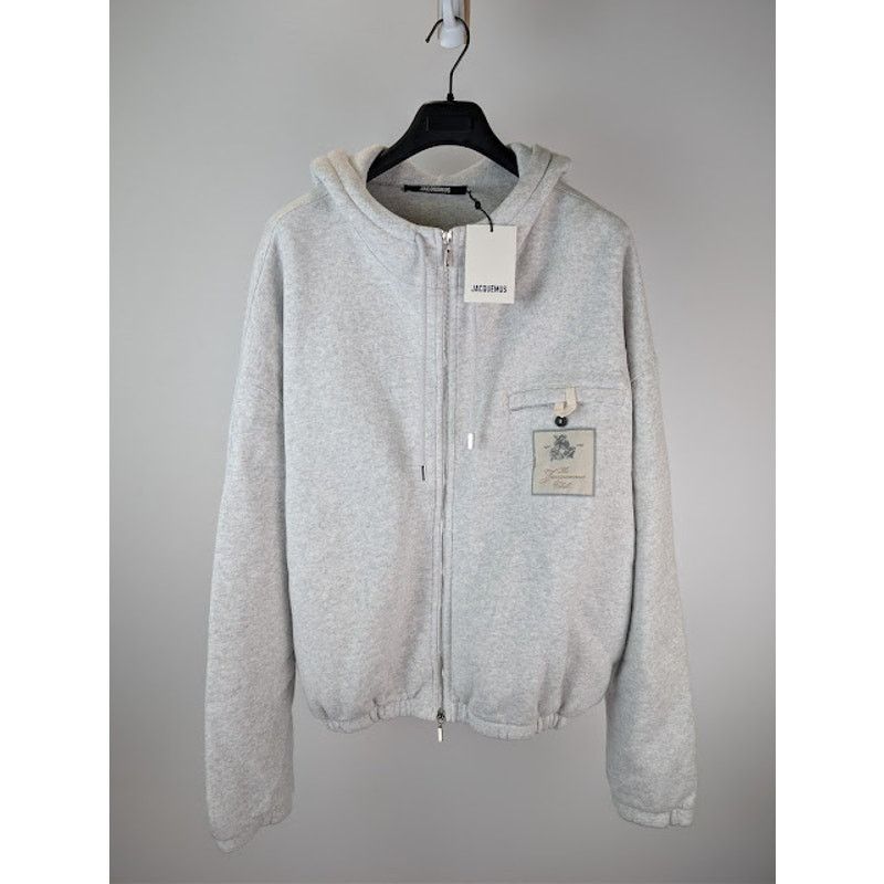Jacquemus o1rshd1 Oversized Zip-Up Torneo Hoodie in Athletic Club Grey Size US XL / EU 56 / 4 - 10 Thumbnail