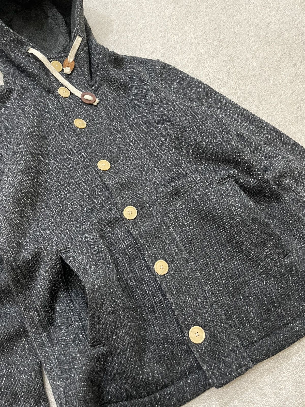 If Six Was Nine 2000s Japan Wool Hooded Button Jacket Herringbone Y2K Size US M / EU 48-50 / 2 - 4 Thumbnail