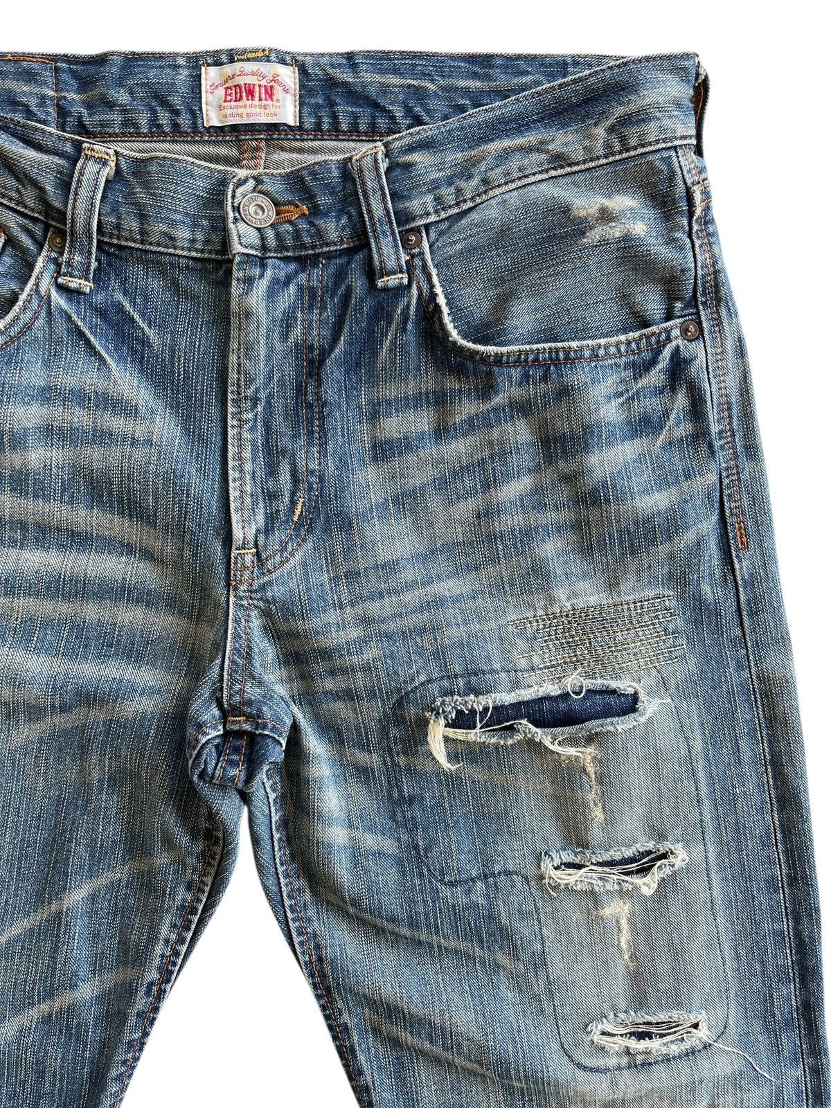 Japanese Brand Vintage Edwin Sashiko Boro Patchwork Distressed Denim Size US 35 - 8 Thumbnail