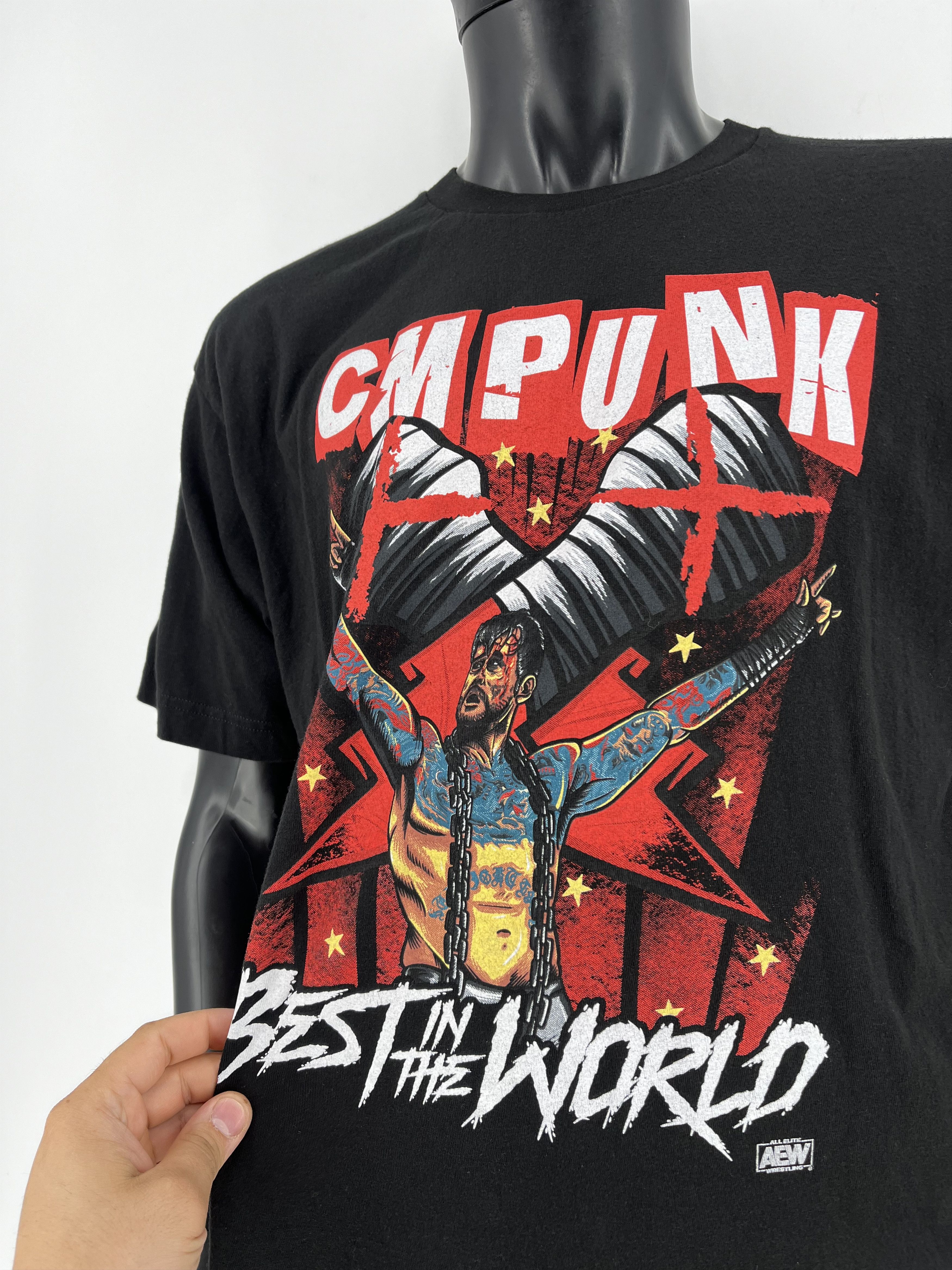 Band Tees × Vintage Vintage Y2K CM Punk WWE Wrestler Black Tee Size XL Size US XL / EU 56 / 4 - 7 Thumbnail