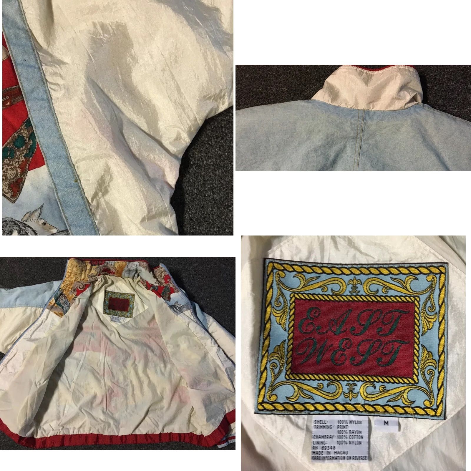 Vintage Vtg 80s Abstract Art All Over Print Boxy Jacket M Women Blue Bomber Jacket 80s 90s Vaporwave Picasso Grunge Hip Hop Punk Retro Streetwear Size M / US 6-8 / IT 42-44 - 9 Thumbnail