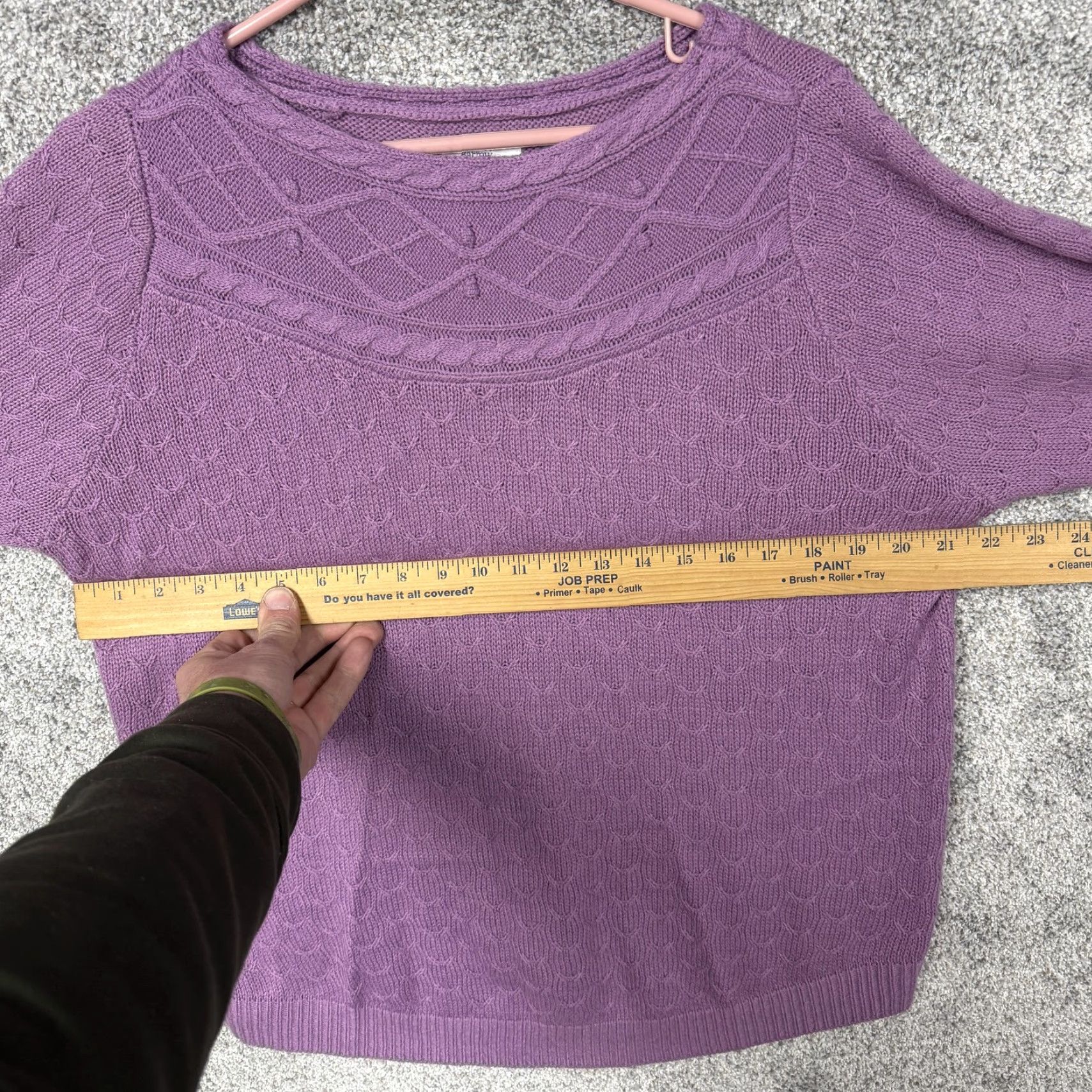 Croft & Barrow Croft & Barrow Sweater Womens L Lilac Lattice Cable Knit Cozy Preppy Grandmacore Size L / US 10 / IT 46 - 4 Thumbnail