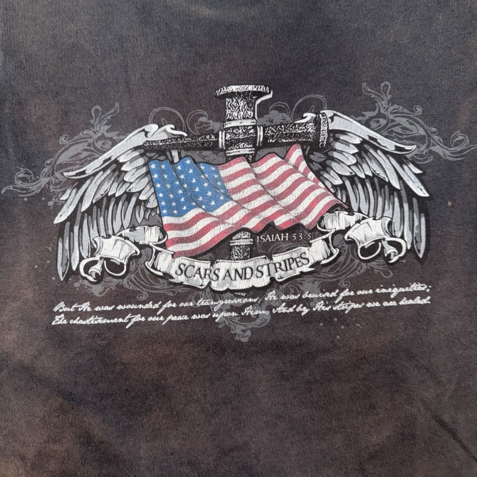 Band Tees × Vintage VNTG Jesus America T-Shirt Black M 19x25 Scars And Stripes Size US M / EU 48-50 / 2 - 3 Thumbnail