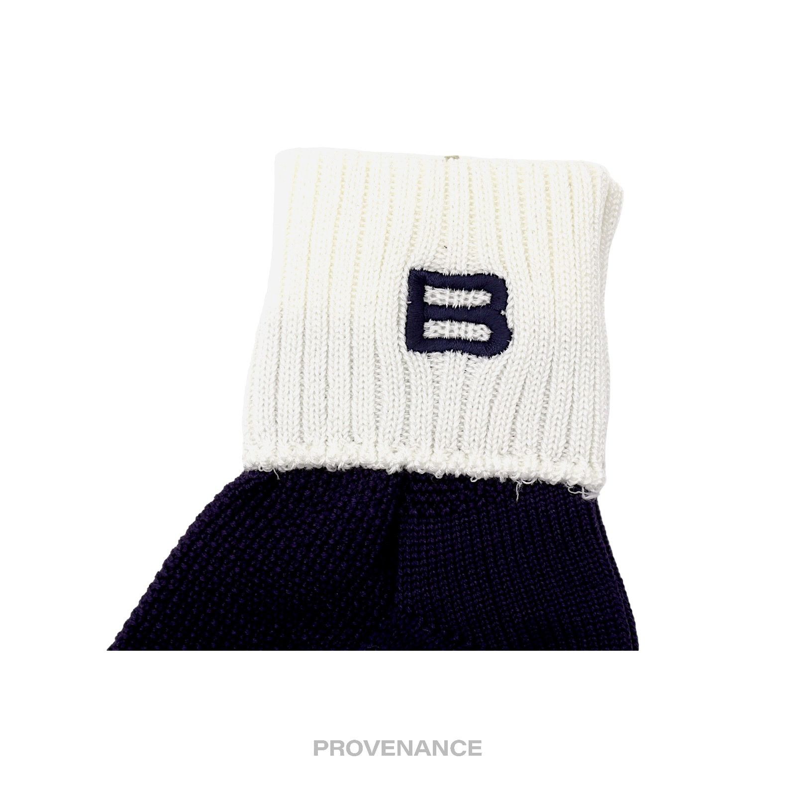 Balenciaga 🔴 Balenciaga BB Logo Embroidered Socks - Navy White Size ONE SIZE - 4 Thumbnail