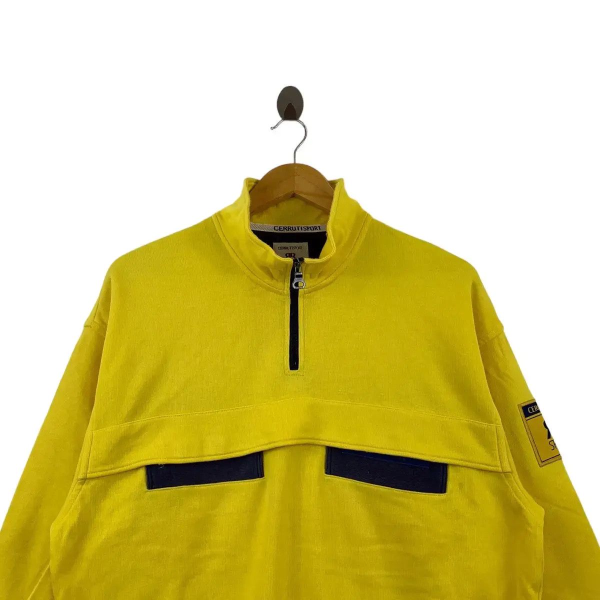 Vintage Vintage CERRUTI SPORT ITALY Half Zipper Yellow Sweatshirt Size L / US 10 / IT 46 - 2 Thumbnail