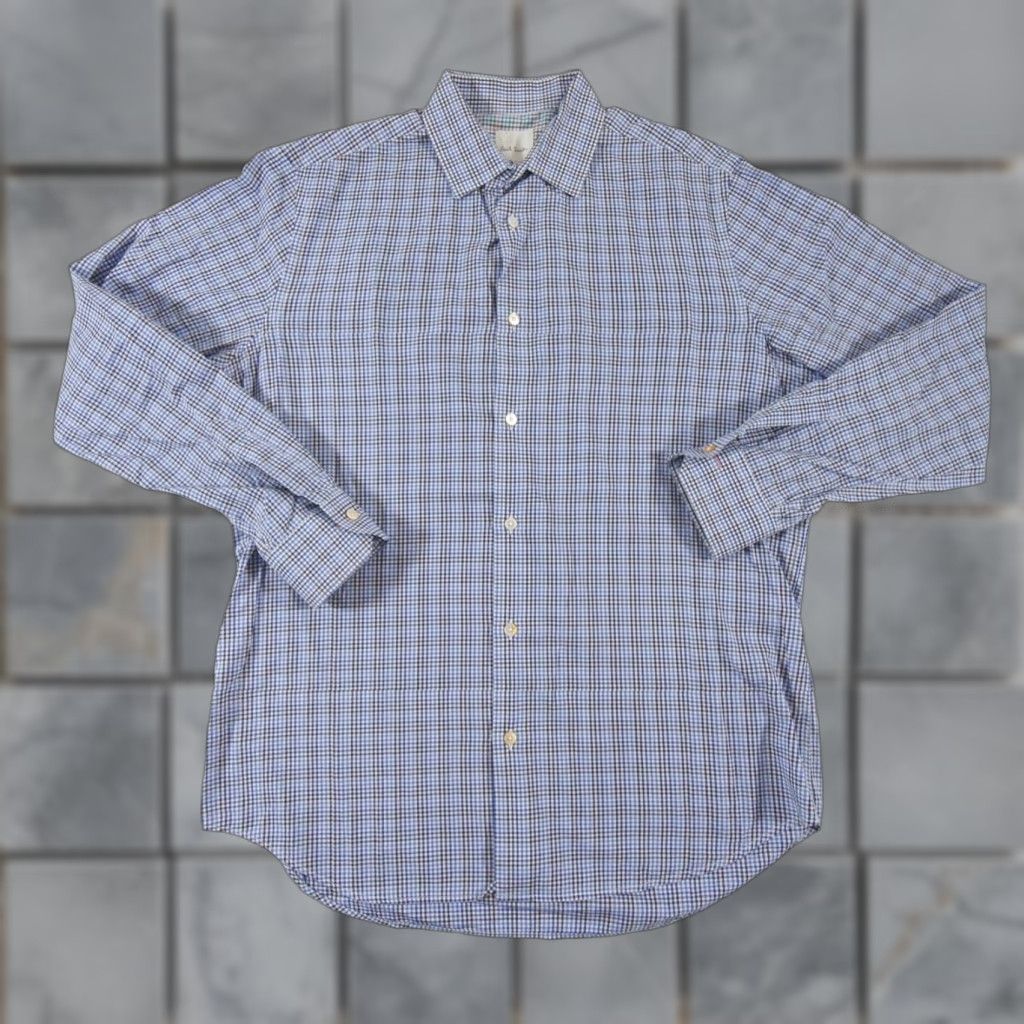 Paul Smith VINTAGE Paul Smith Shirt Mens 16" Blue Button Up Long Sleeve Gingham Check Business Work Size US L / EU 52-54 / 3 - 1 Thumbnail