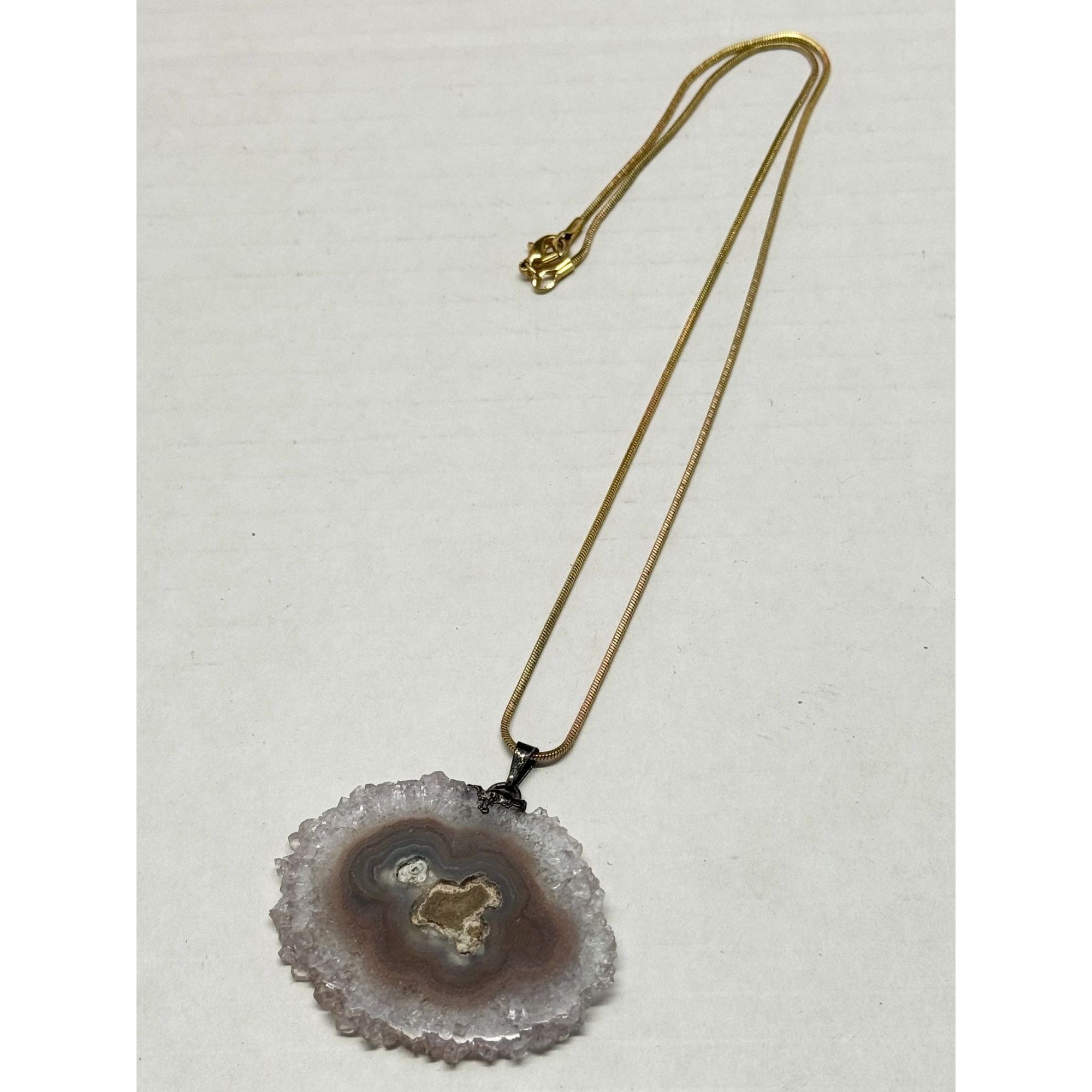 Vintage Vintage geode stone pendant necklace Size ONE SIZE - 4 Thumbnail