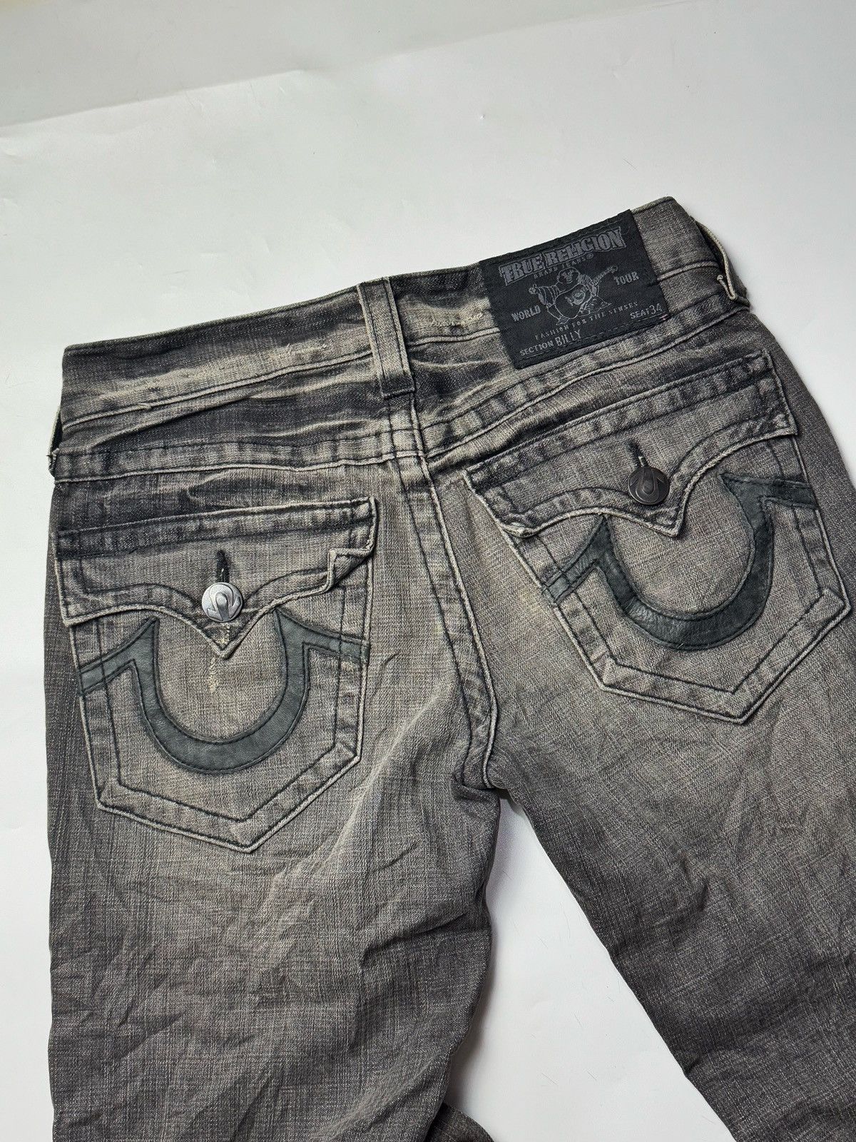 True Religion Flare True Religion Leather Logo Distressed Denim Size US 30 / EU 46 - 4 Thumbnail