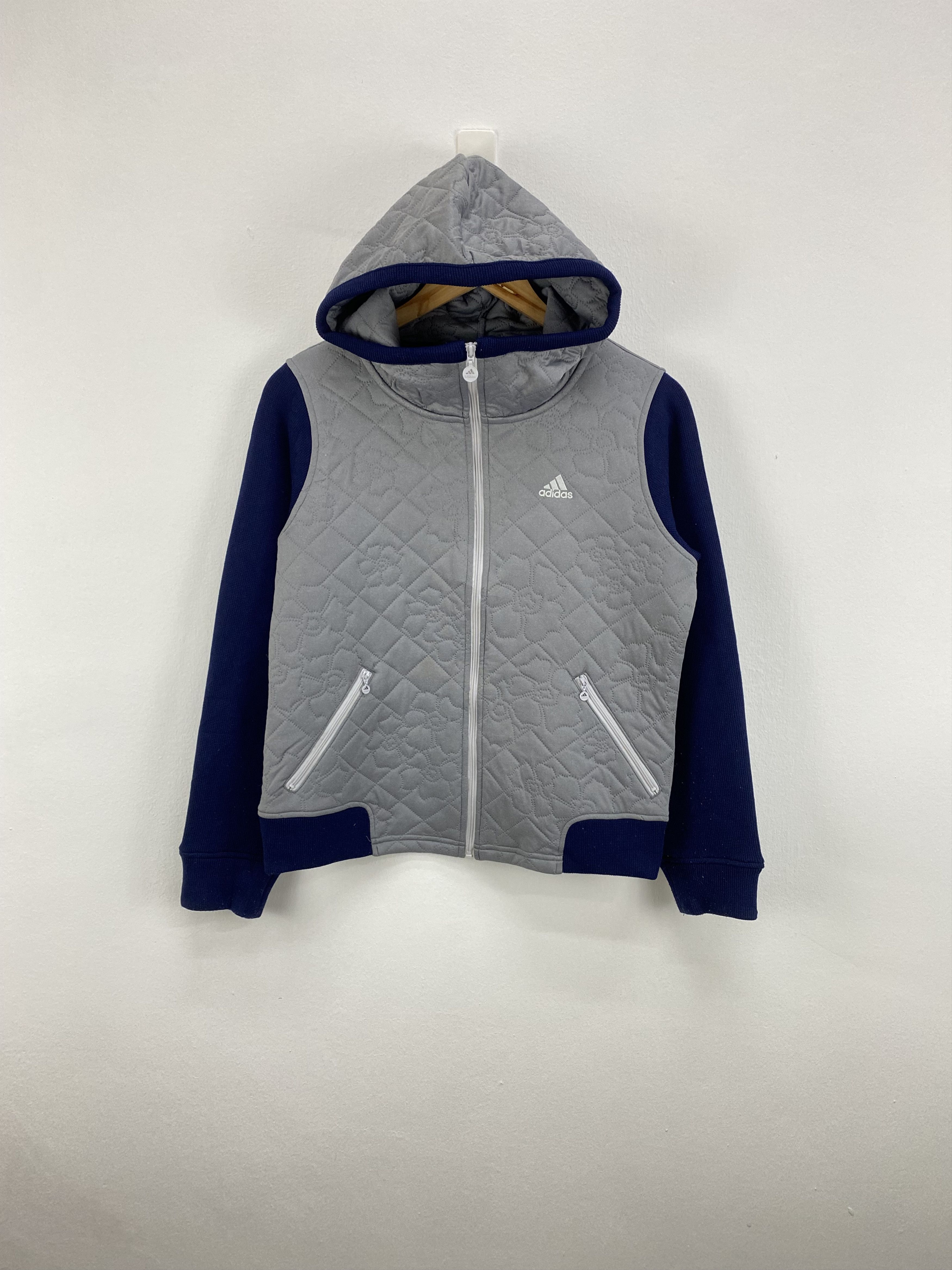 Adidas Vintage Hoodie Quilted Jacket Size M / US 6-8 / IT 42-44 - 2 Thumbnail