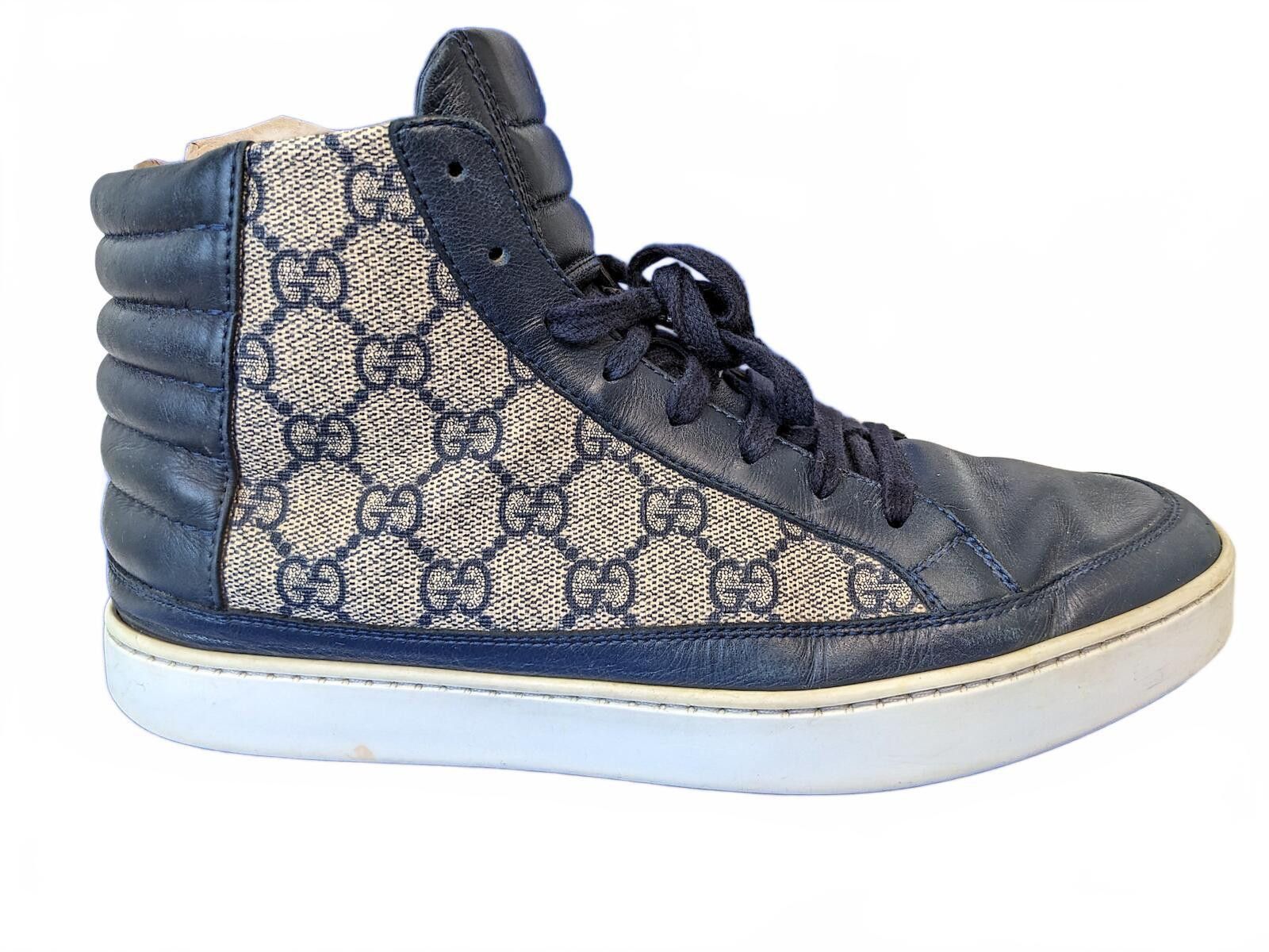 Gucci Gucci GG Supreme Men High-Top Sneakers Italy Blue Canvas 7 Size US 7 / EU 40 - 2 Thumbnail