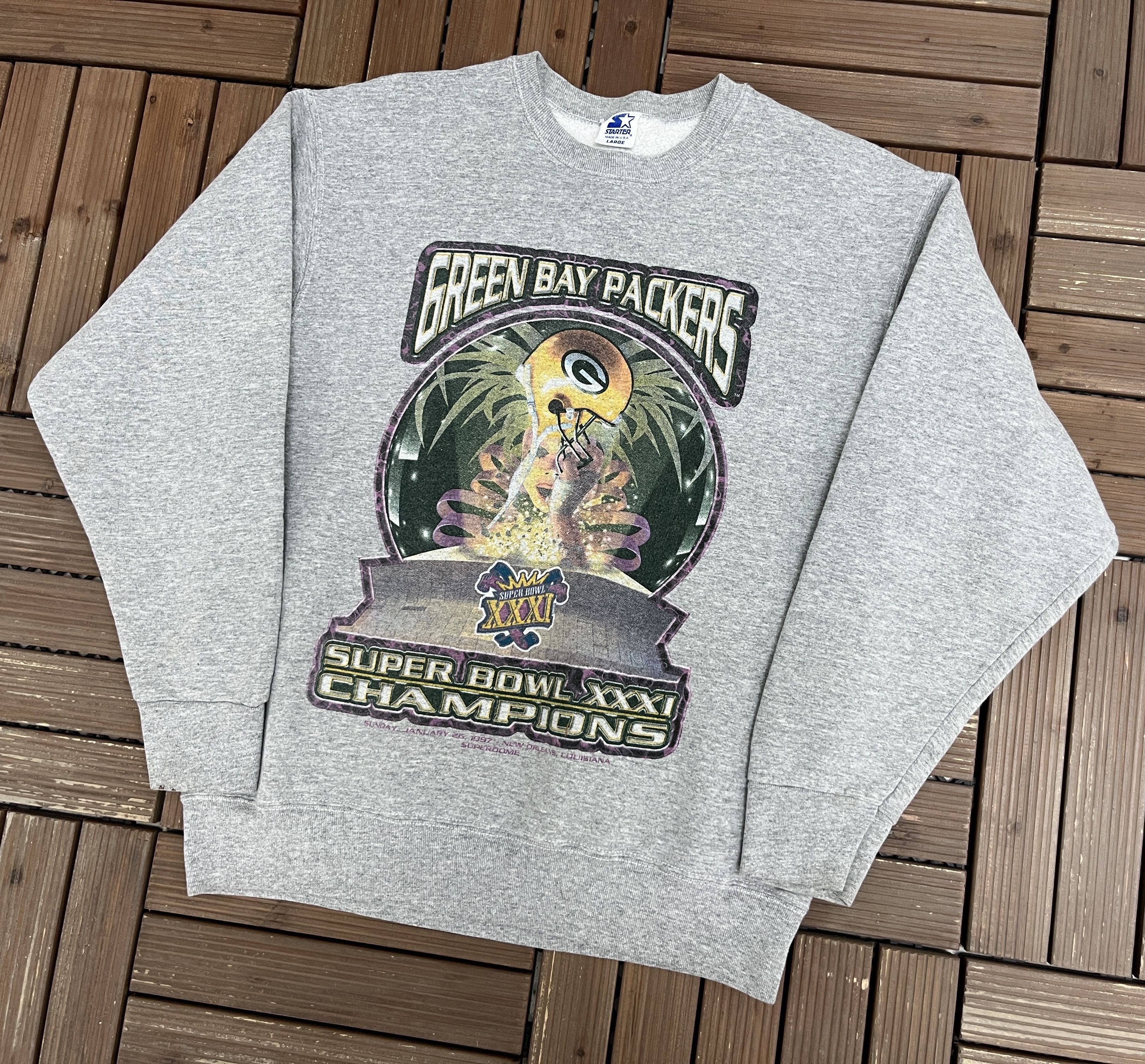 Starter × Vintage Green Bay Packers Super Bowl XXXI Champions Vintage Crewneck Size US L / EU 52-54 / 3 - 3 Thumbnail