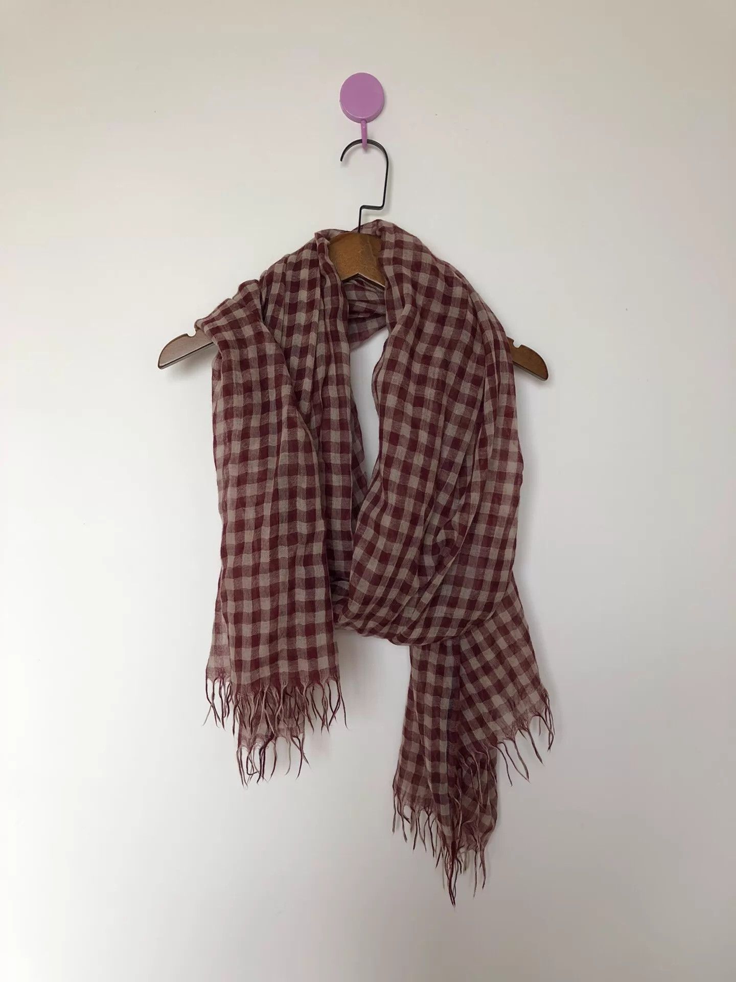 Takahiromiyashita The Soloist. Takahiromiyashita Check Scarf w/min pulls Size ONE SIZE - 1 Thumbnail
